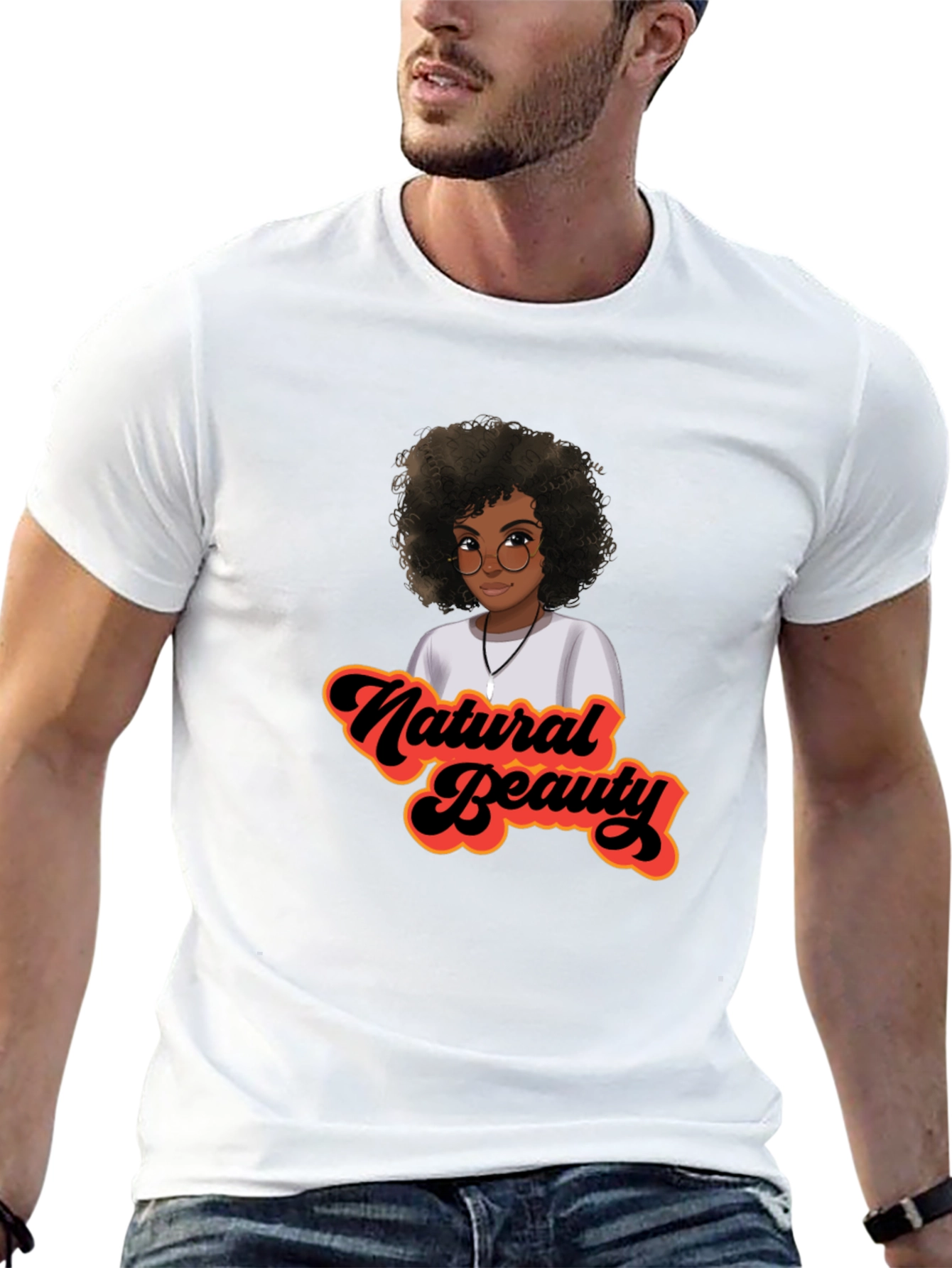 Natural Beauty Afro Graphic Tee - Stylish Black T-Shirt