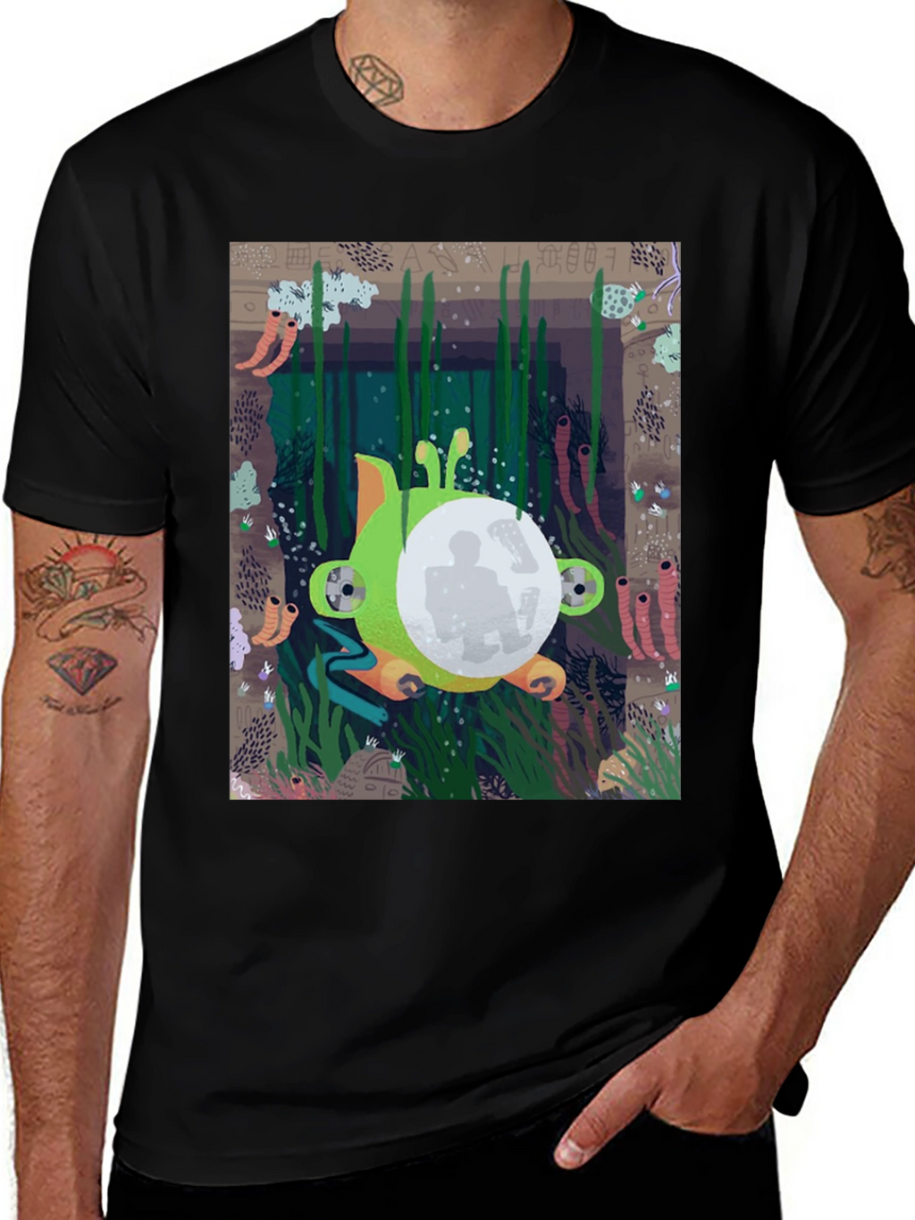 Underwater Scene Graphic Tee - Unique Design