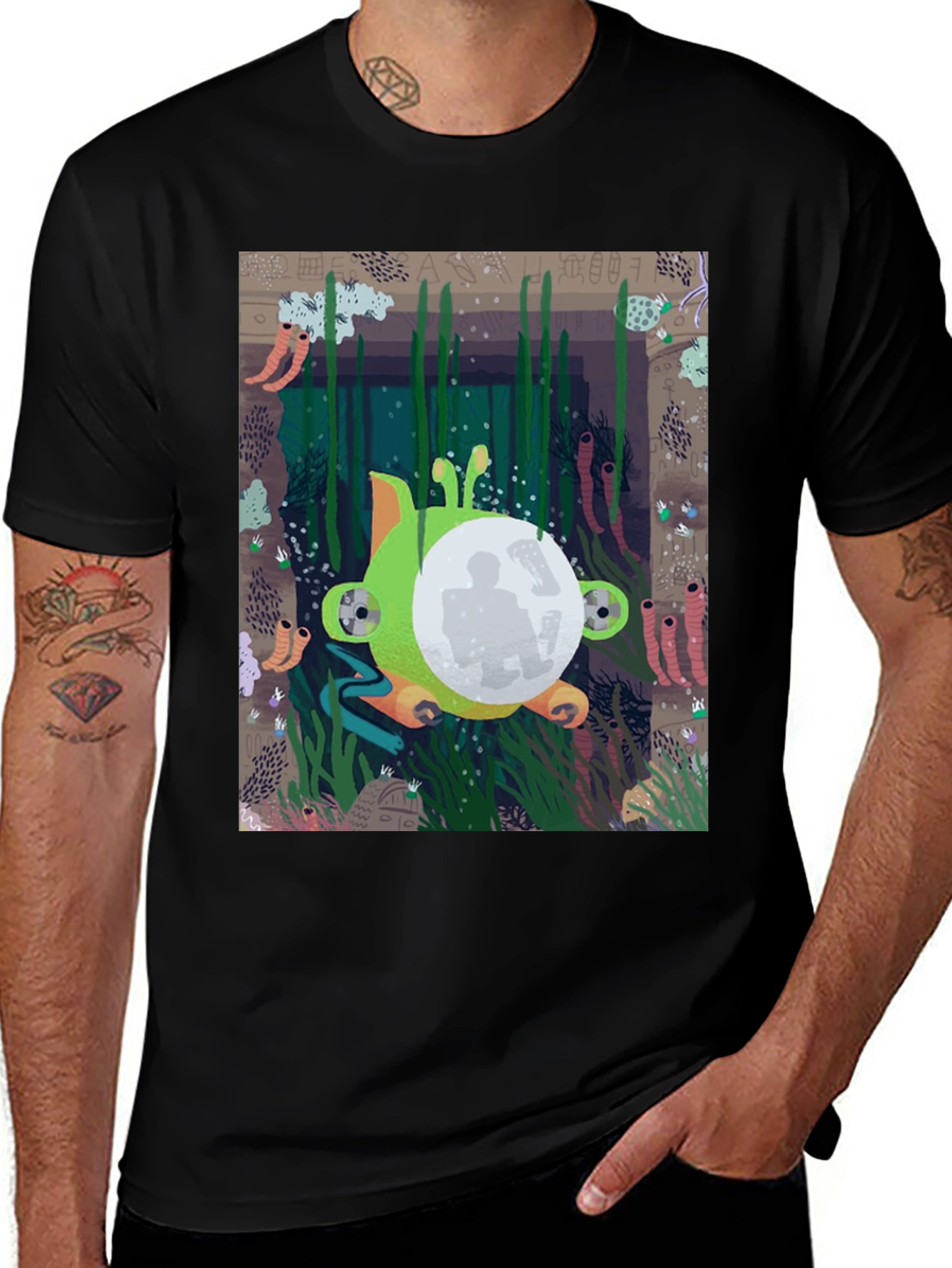 Underwater Scene Graphic Tee - Unique Design