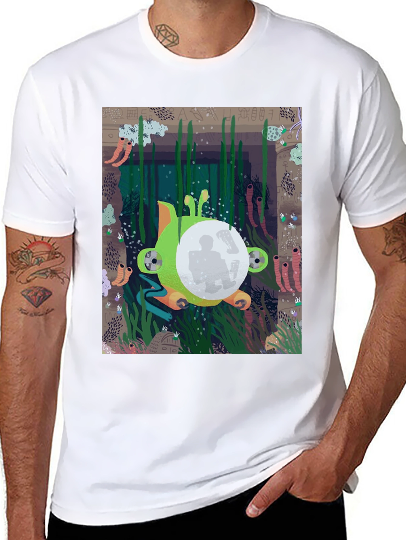 Underwater Scene Graphic Tee - Unique Design