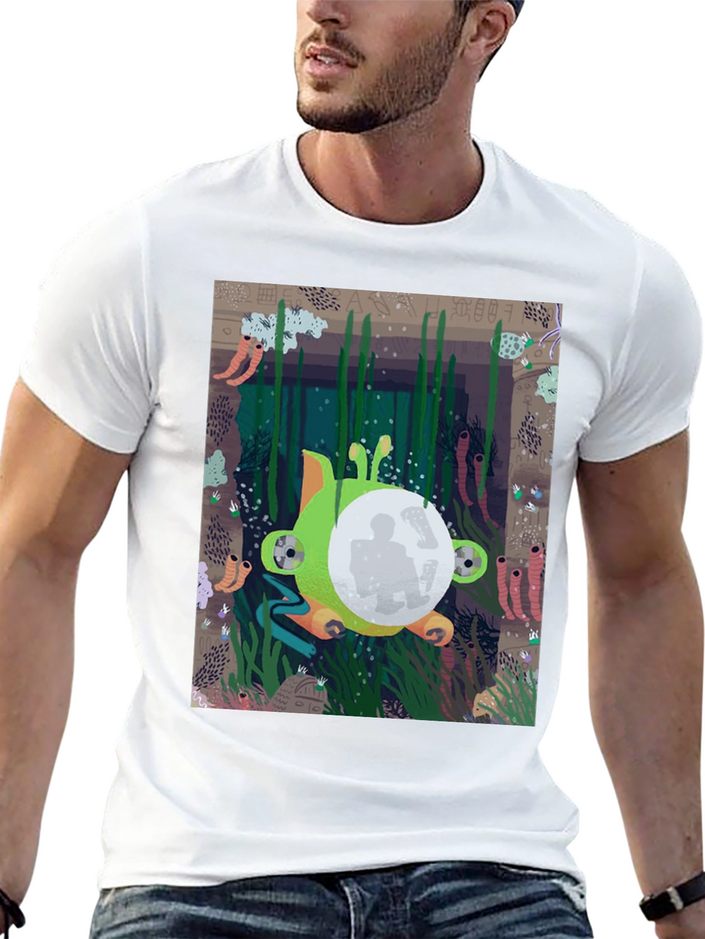 Underwater Scene Graphic Tee - Unique Design