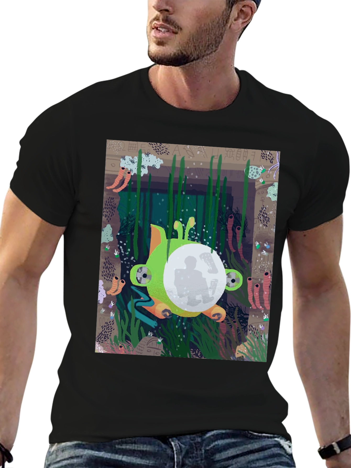 Underwater Scene Graphic Tee - Unique Design