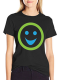 Smiley Face Graphic Print Crew Neck T-Shirt