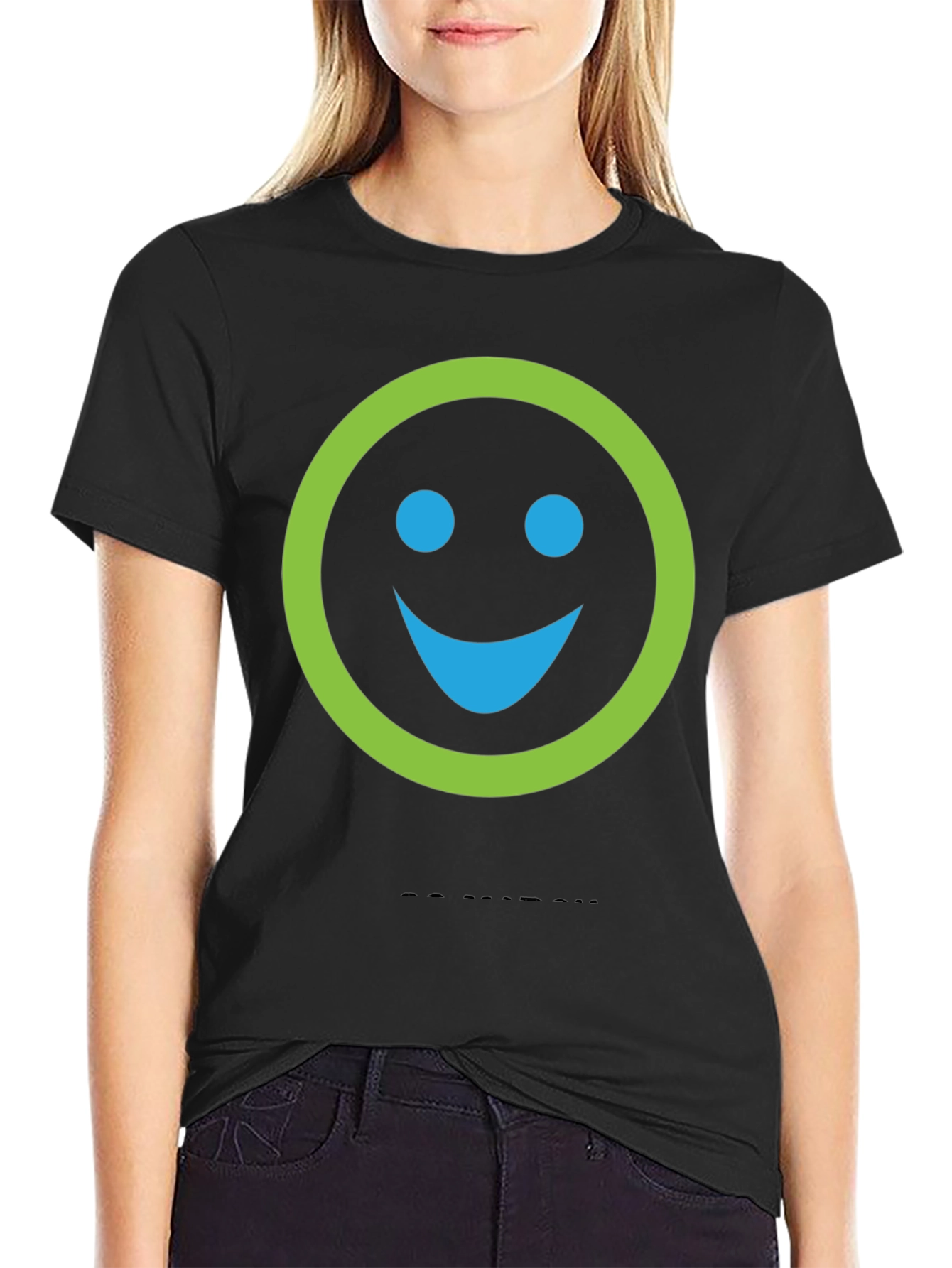 Smiley Face Graphic Print Crew Neck T-Shirt