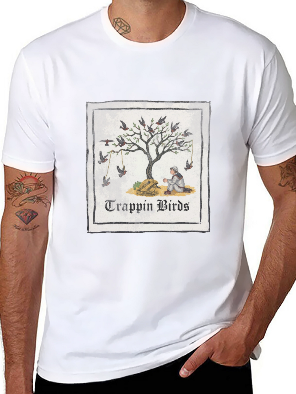 Trappin Birds Graphic Tee - Unisex Black T-Shirt