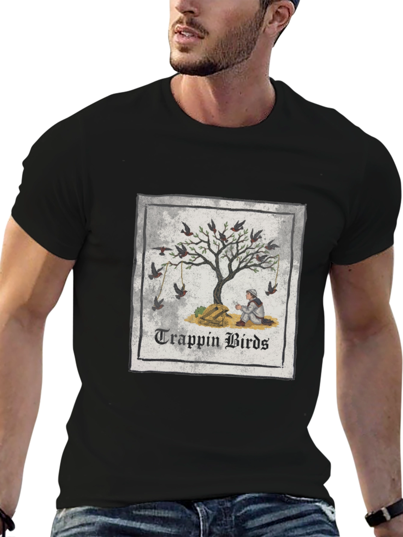 Trappin Birds Graphic Tee - Unisex Black T-Shirt