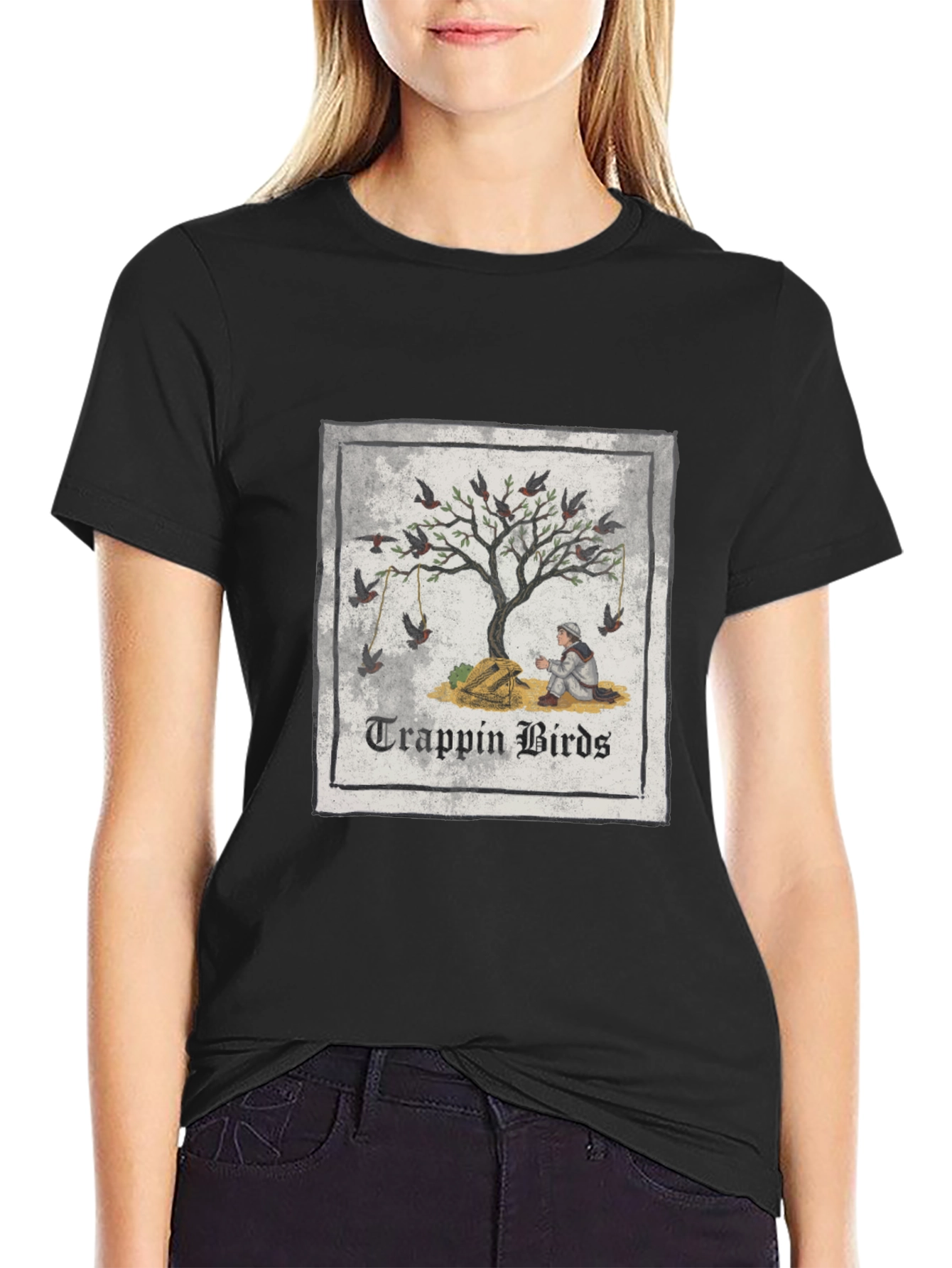 Trappin Birds Graphic Tee - Unisex Black T-Shirt