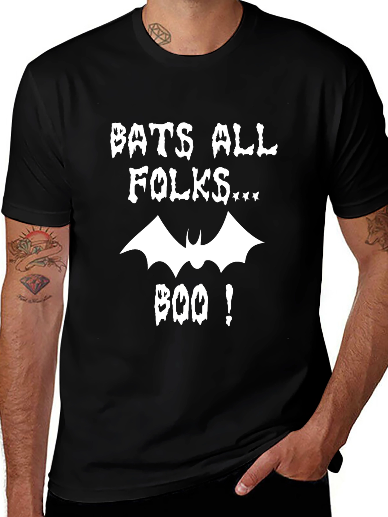 Bats All Folks Graphic Tee - Spooky Halloween Shirt