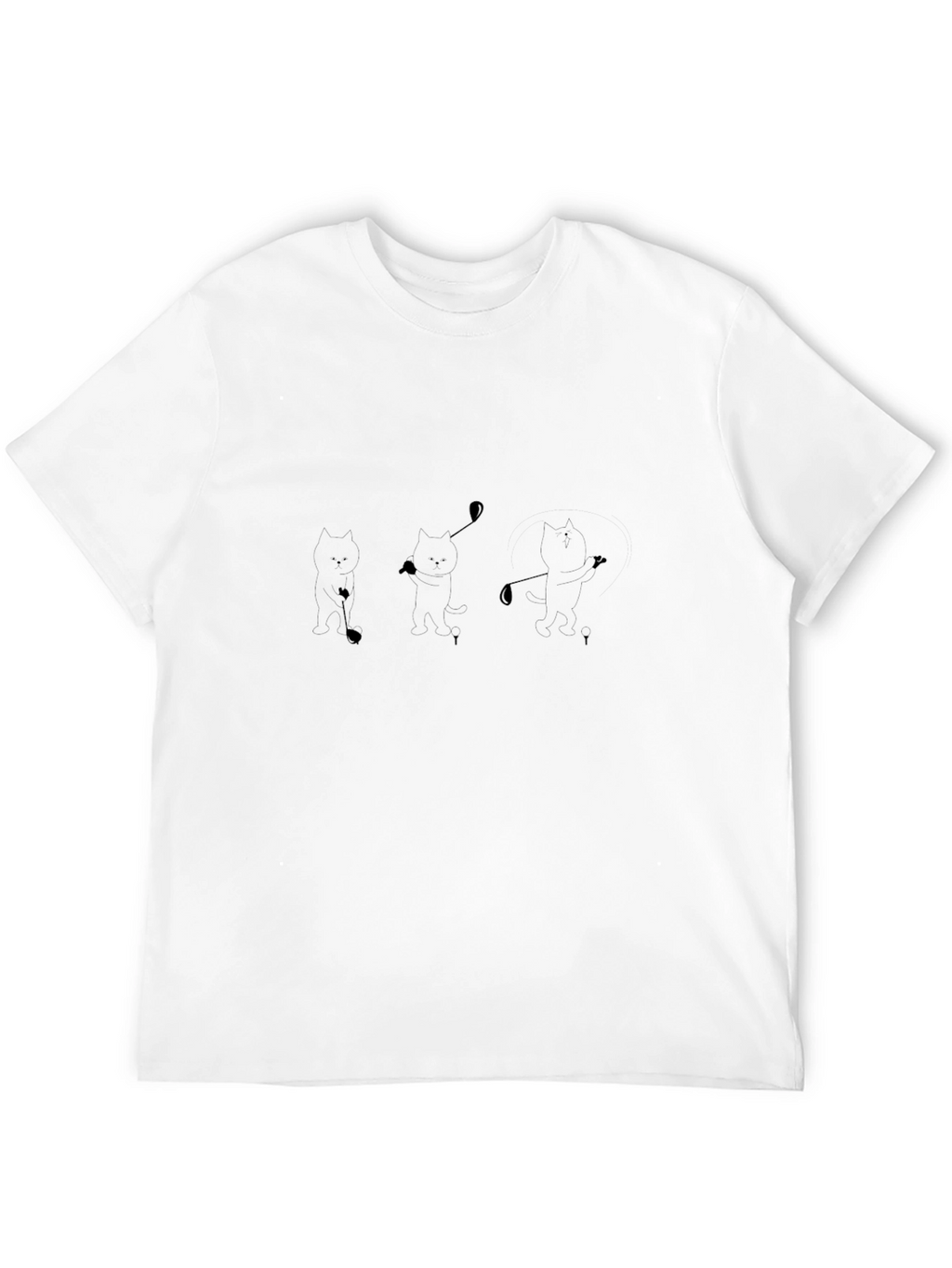 Black T-Shirt with Golfing Cats Design