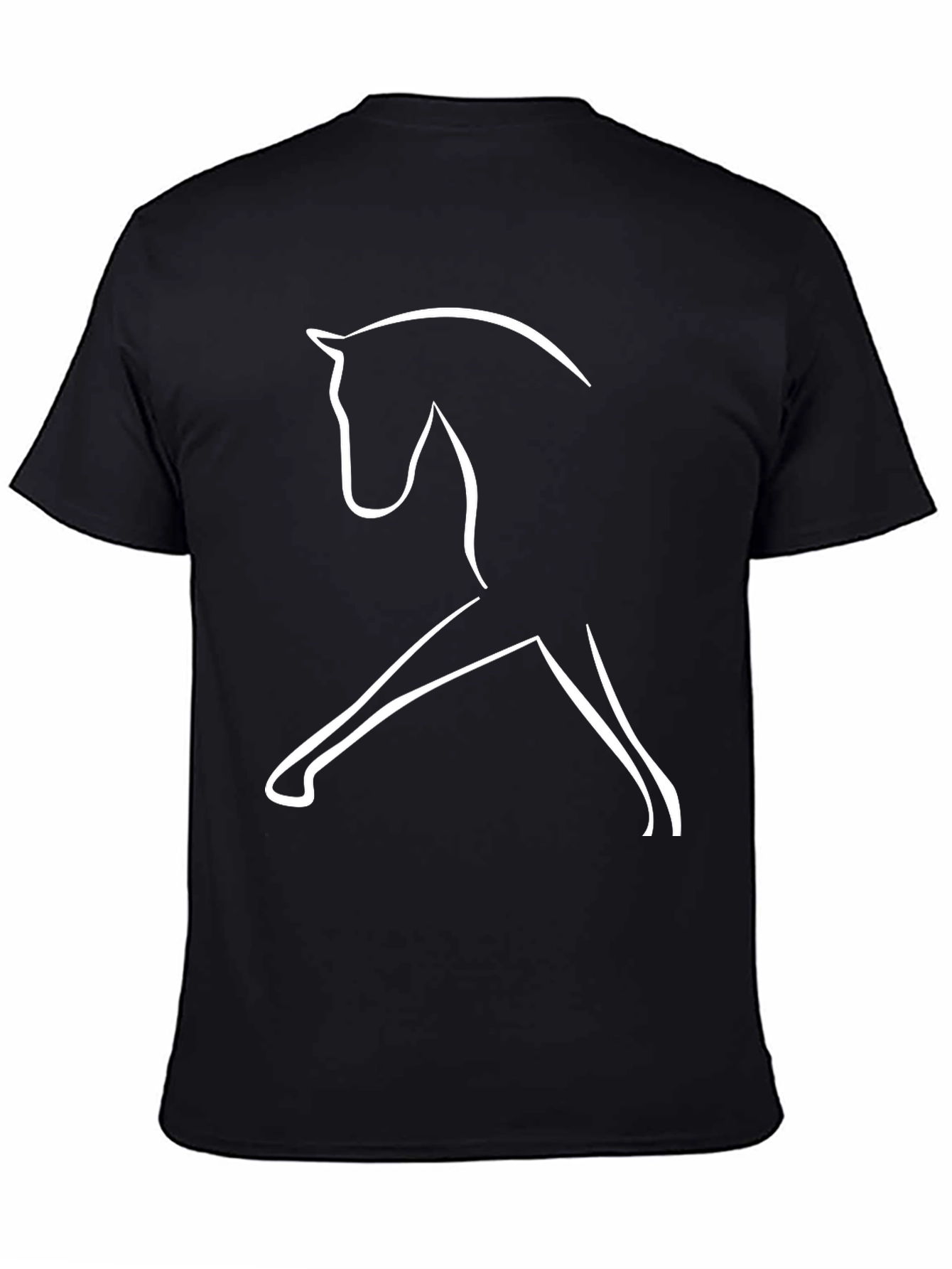 Equestrian Line Art Tee - Black Minimalist Horse Shirt