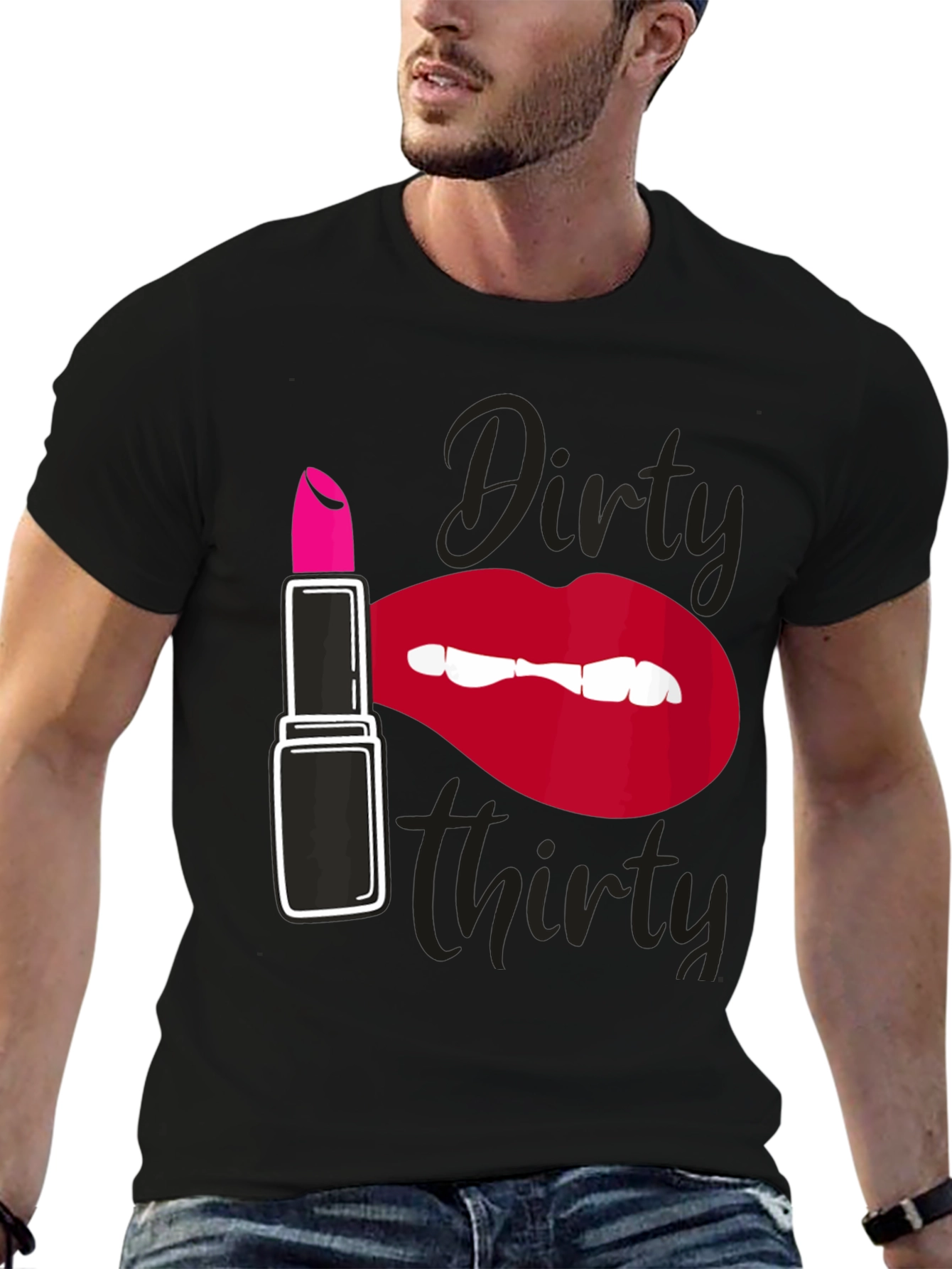 Dirty Thirty Graphic Tee - Lipstick & Lips