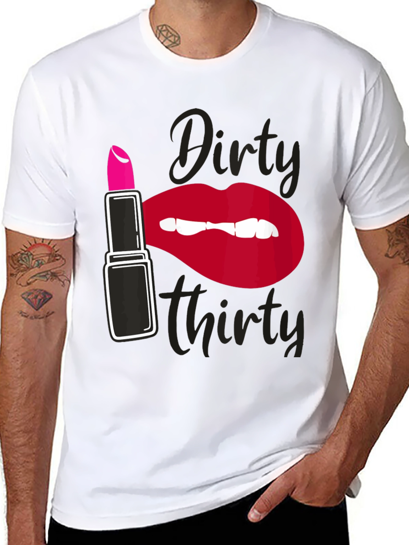 Dirty Thirty Graphic Tee - Lipstick & Lips