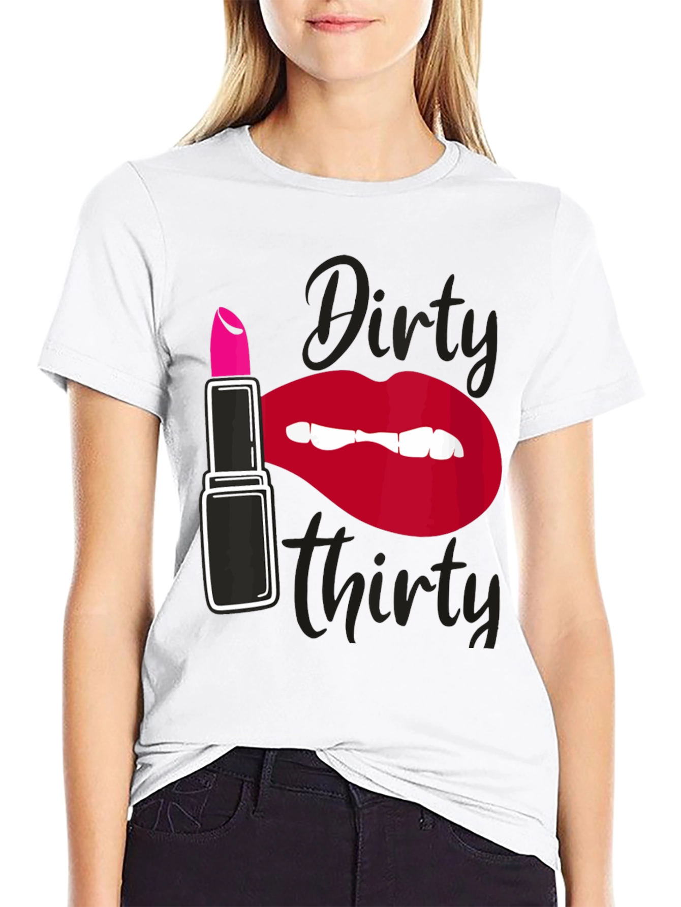 Dirty Thirty Graphic Tee - Lipstick & Lips