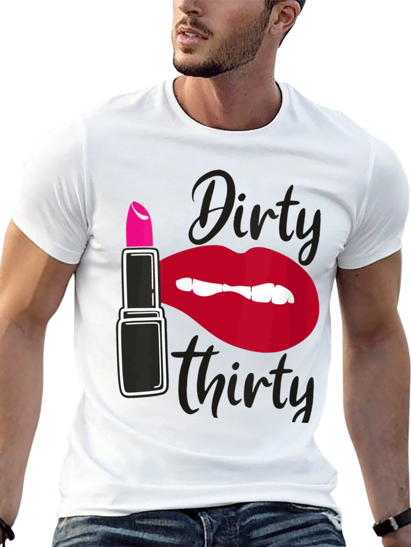 Dirty Thirty Graphic Tee - Lipstick & Lips