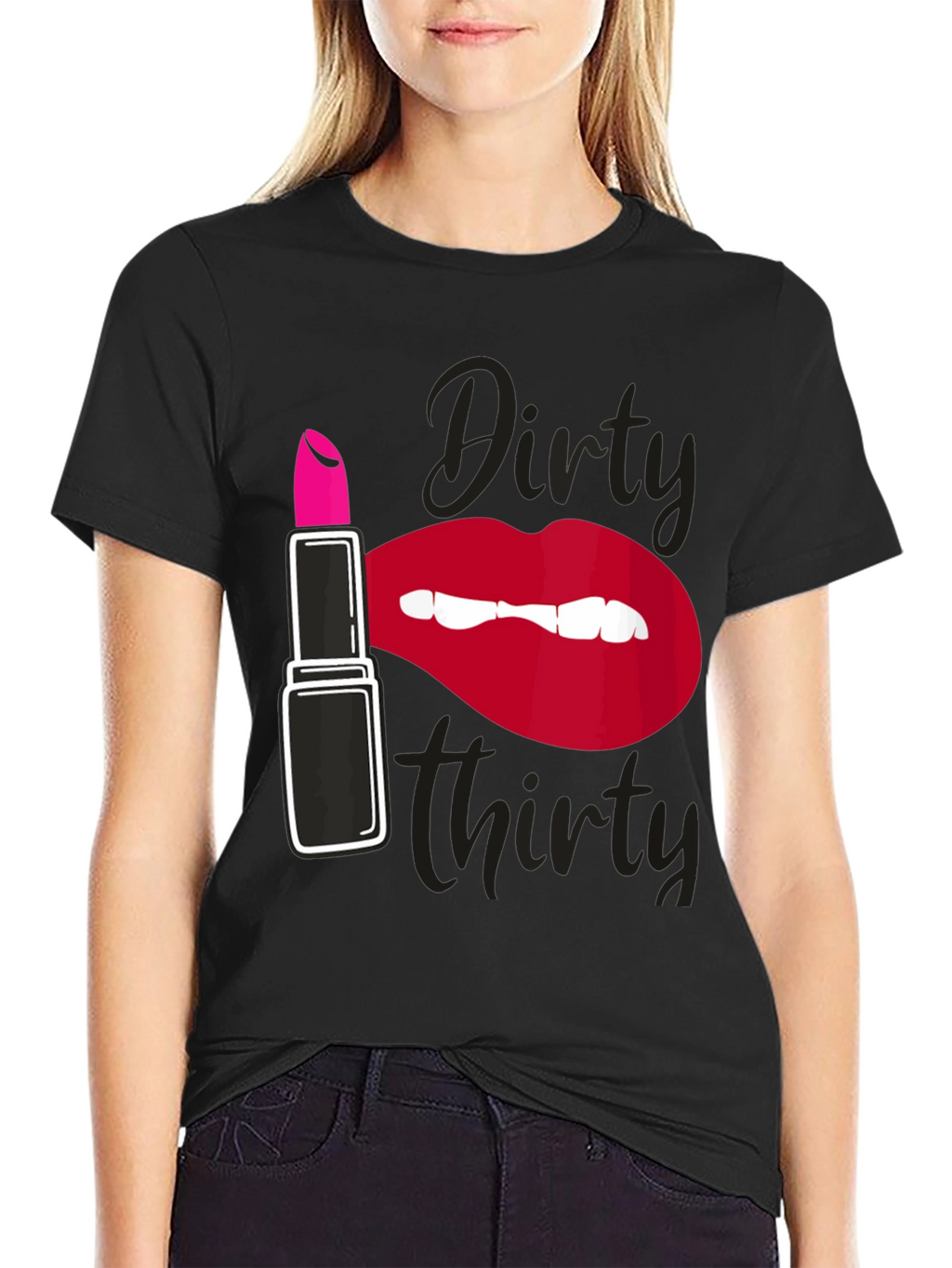 Dirty Thirty Graphic Tee - Lipstick & Lips