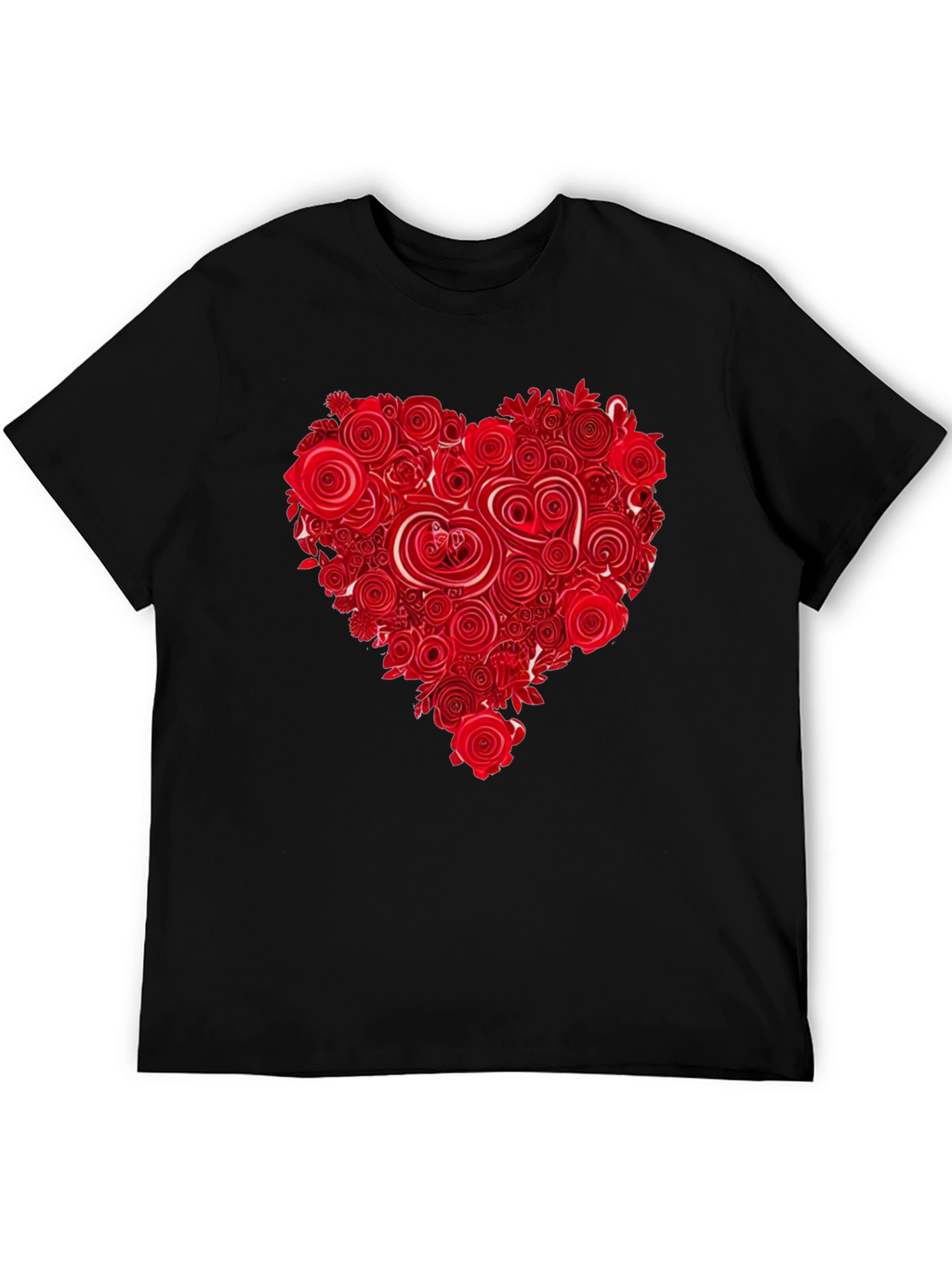 Floral Heart Black T-Shirt