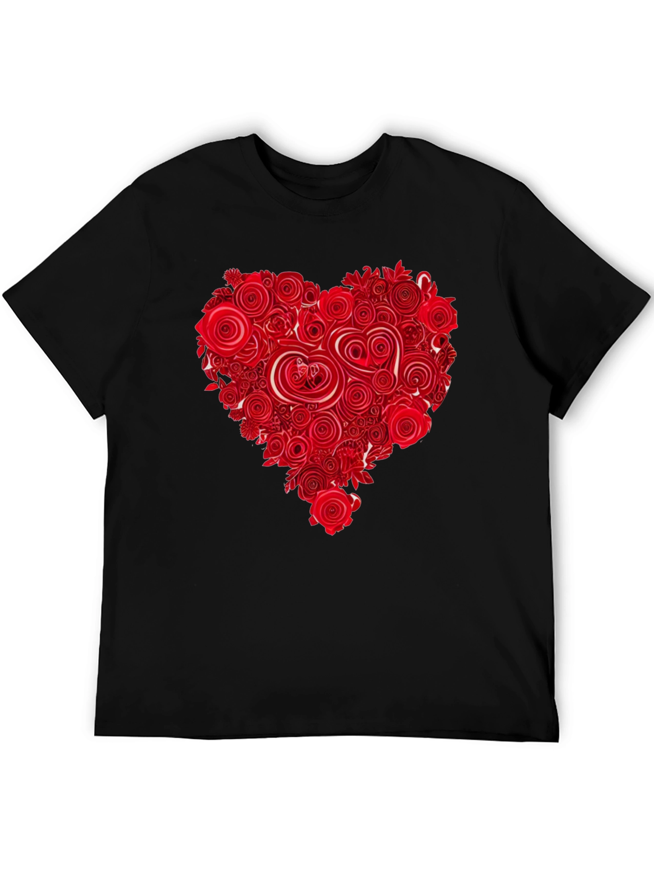 Floral Heart Black T-Shirt
