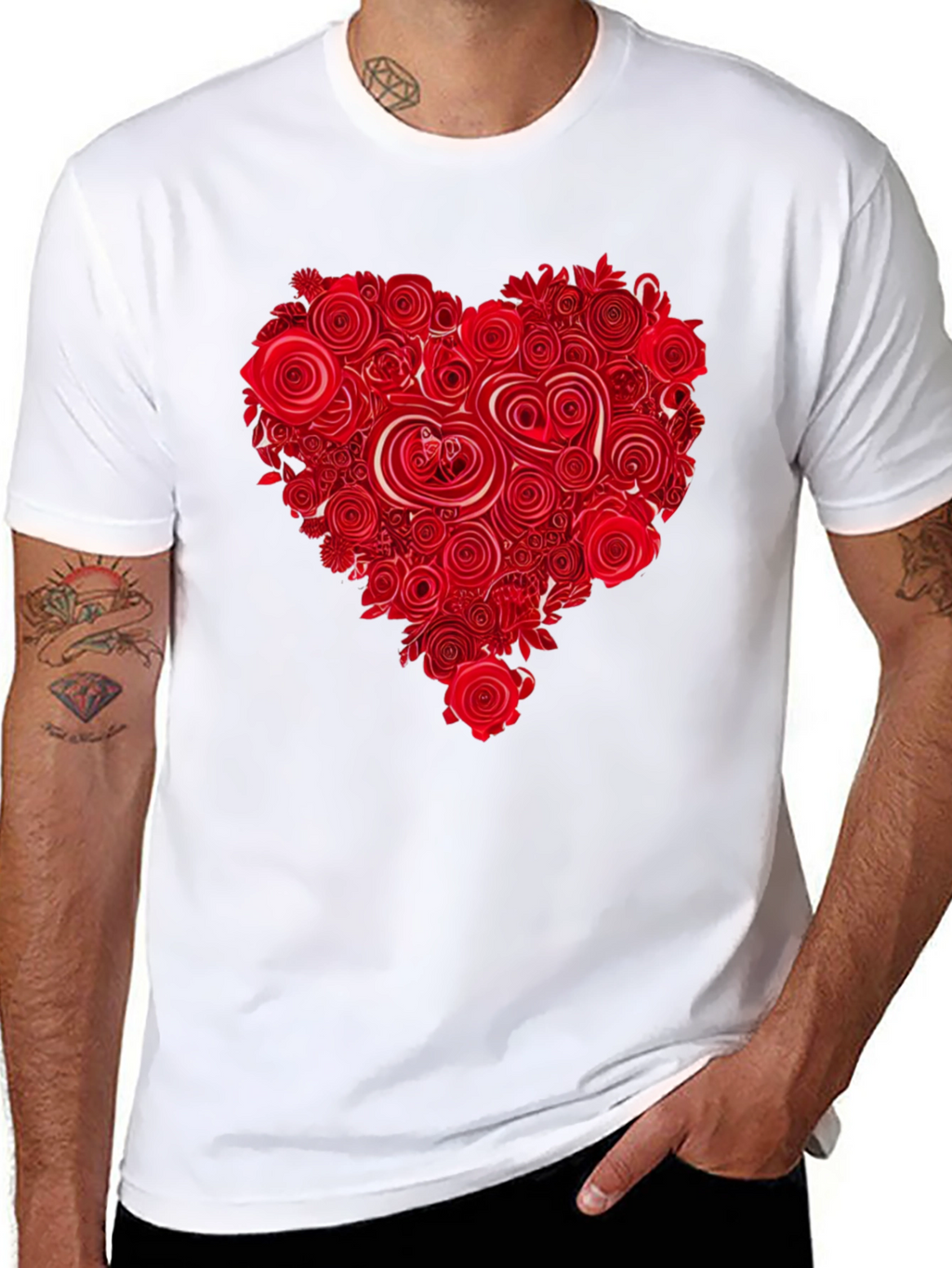 Floral Heart Black T-Shirt