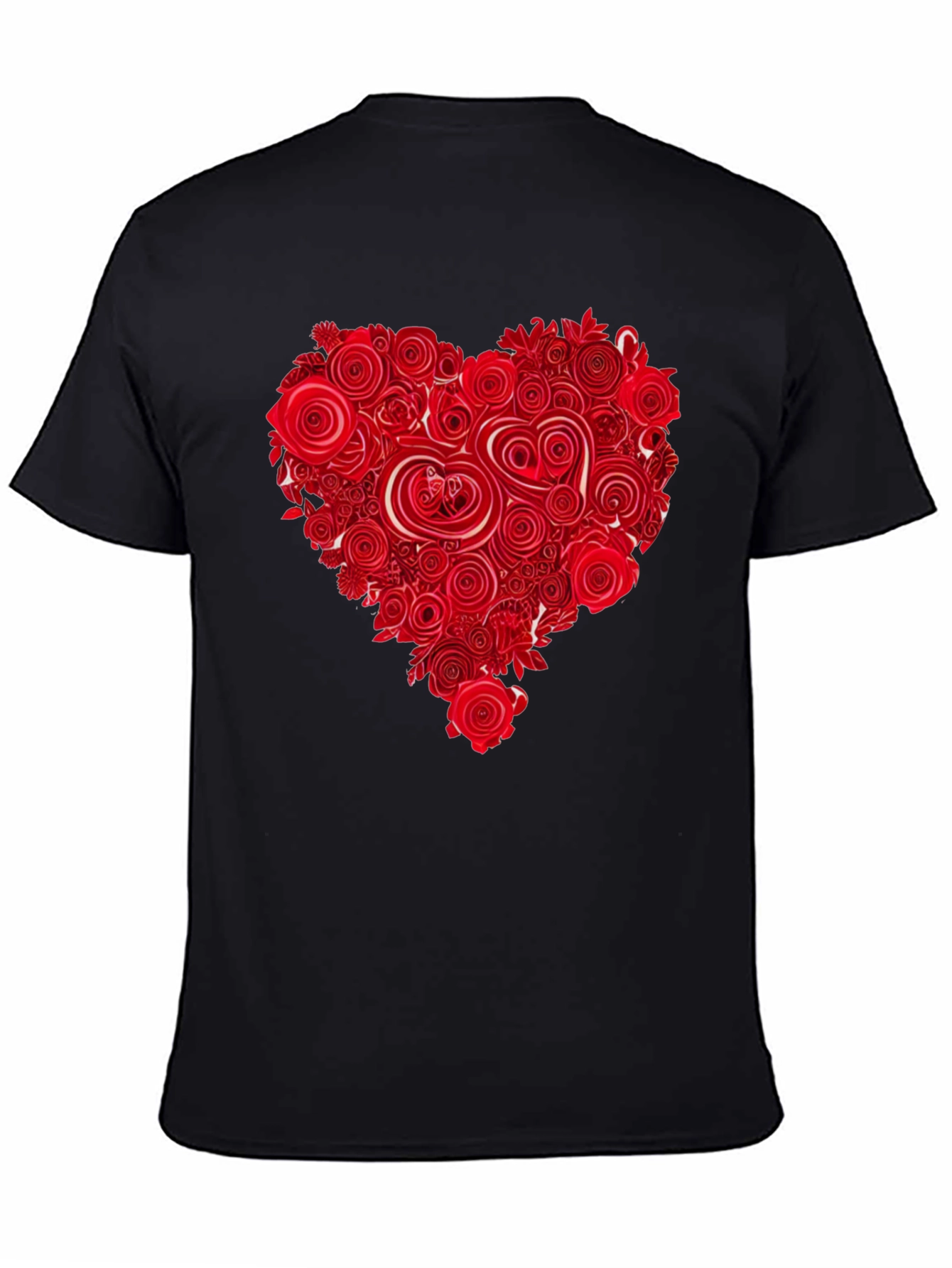 Floral Heart Black T-Shirt