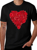 Floral Heart Black T-Shirt