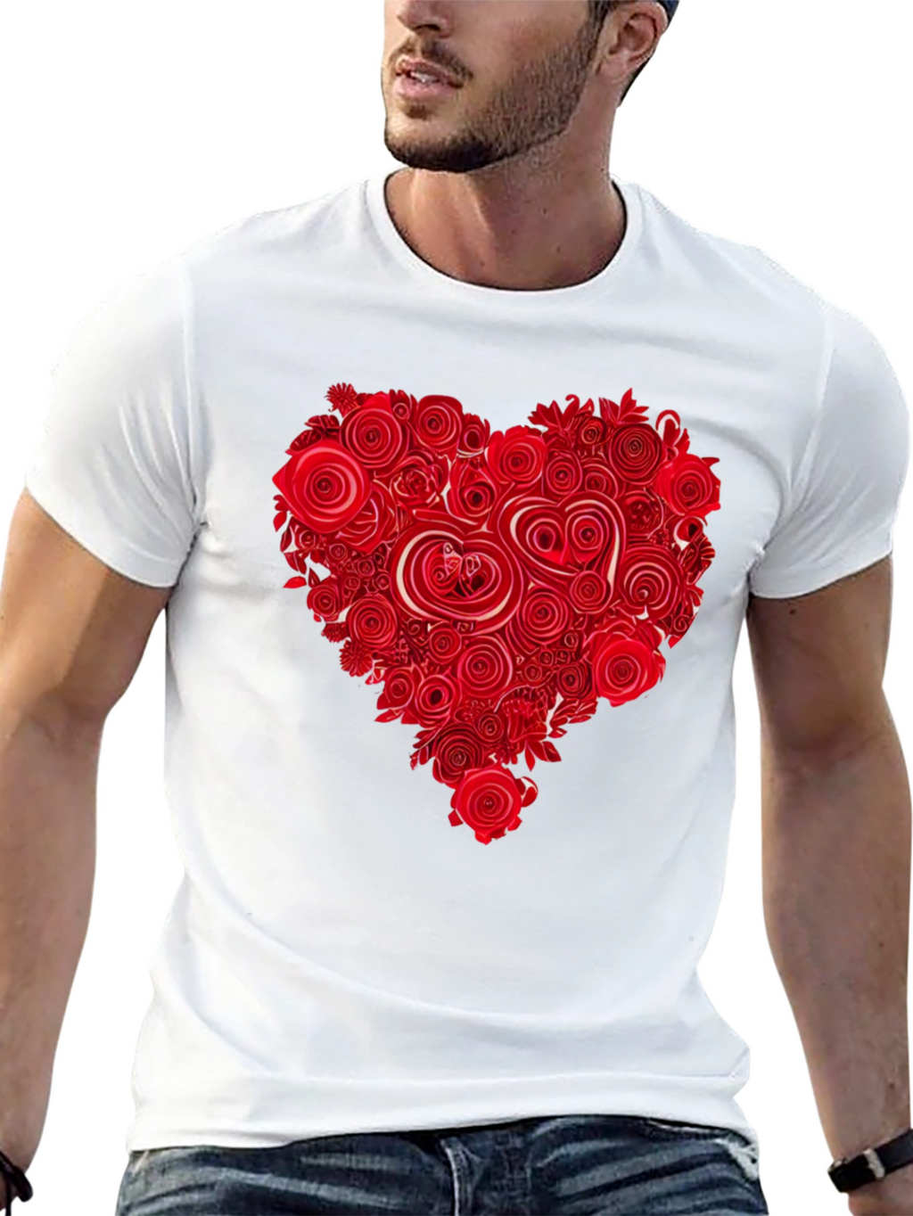 Floral Heart Black T-Shirt