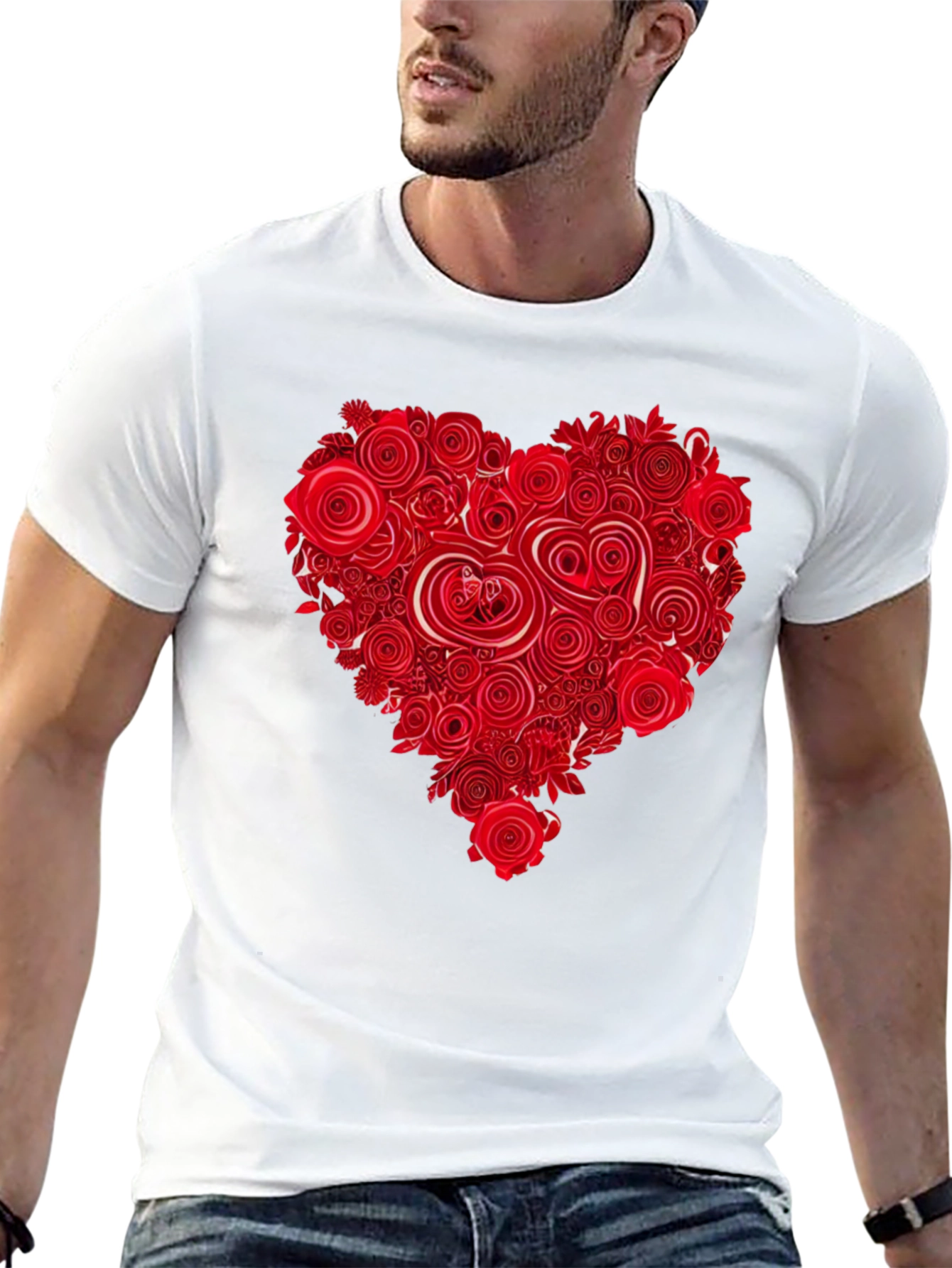 Floral Heart Black T-Shirt