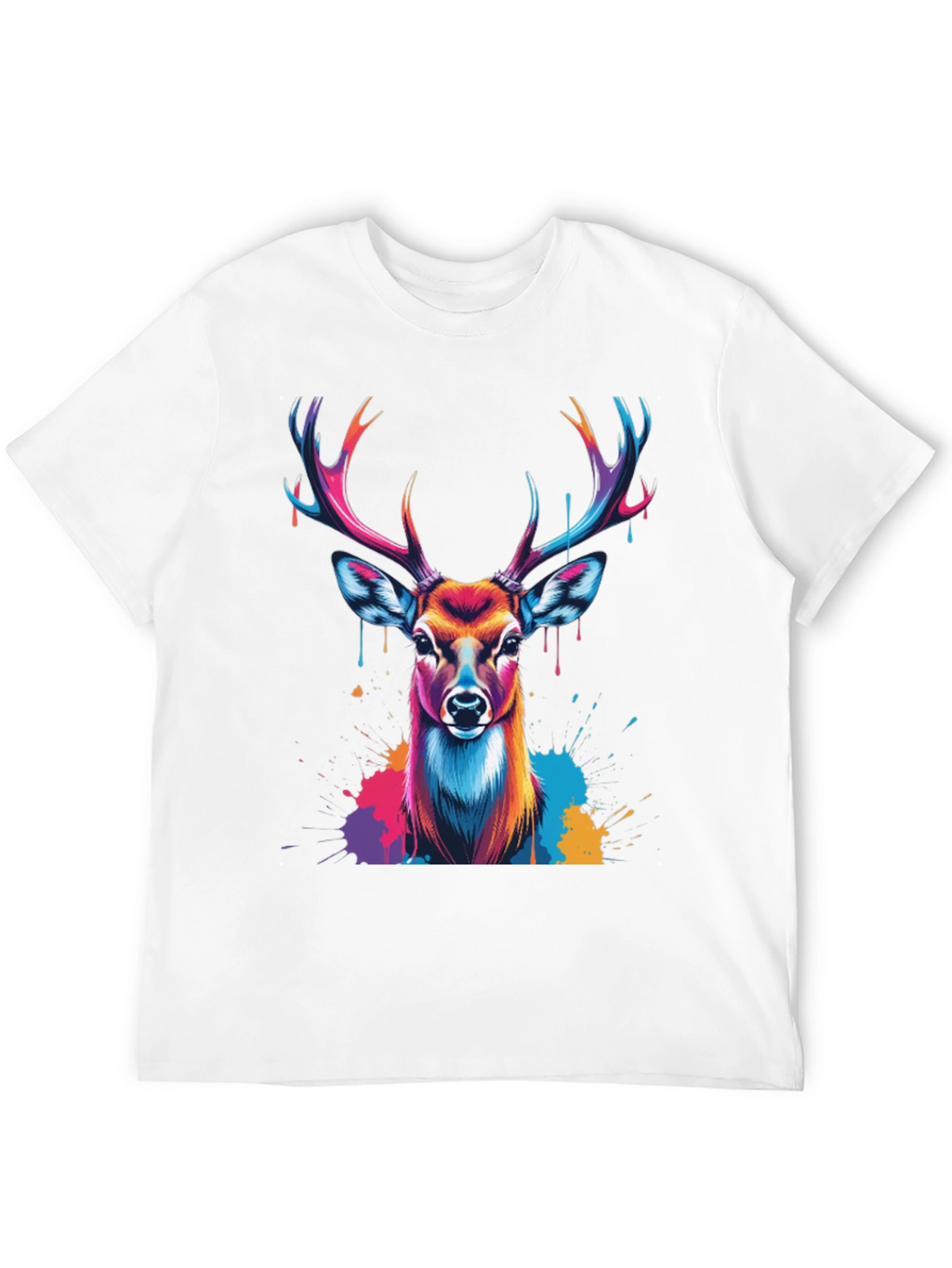 Vibrant Deer Graphic Tee - Black Casual T-Shirt