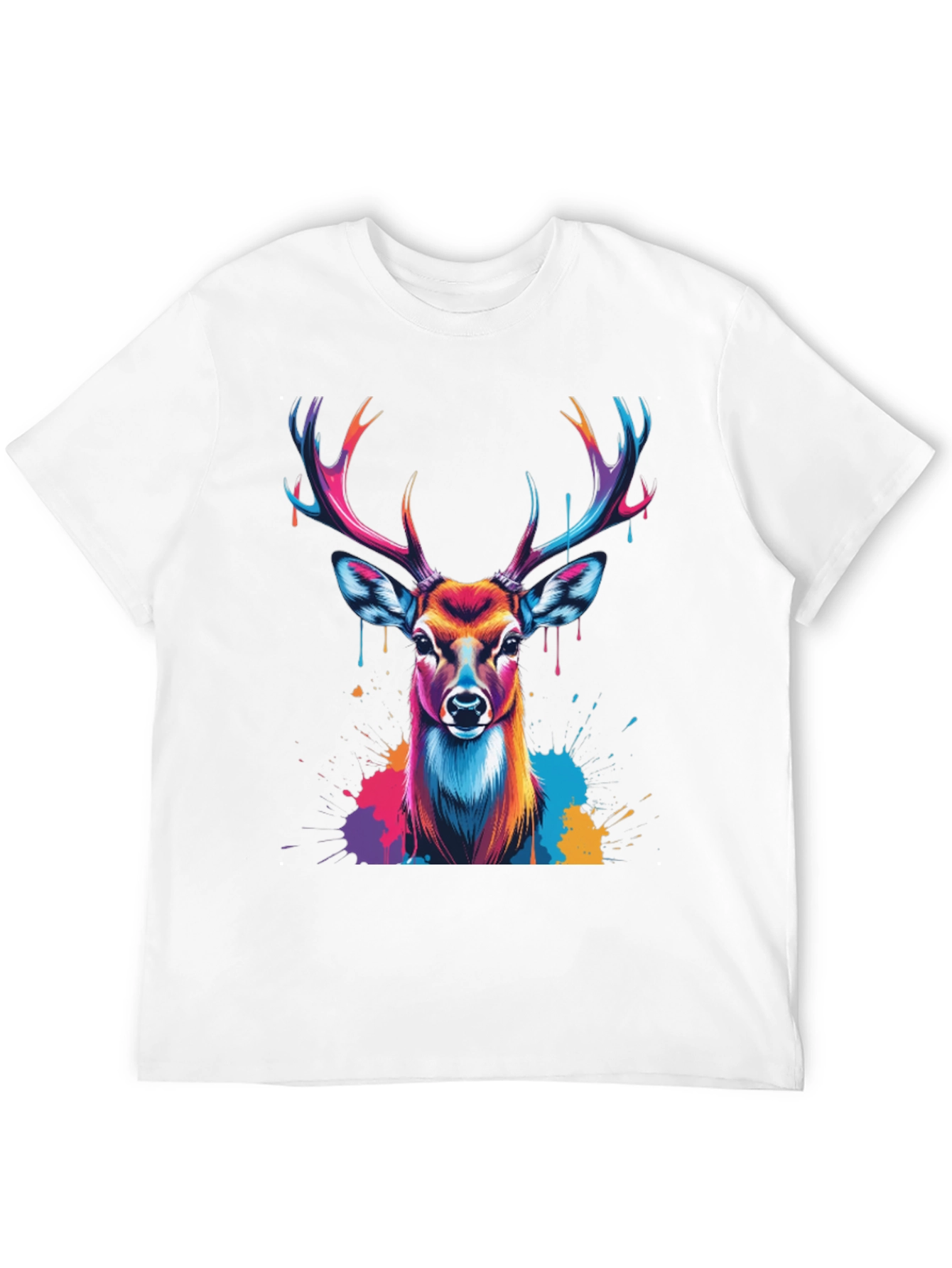 Vibrant Deer Graphic Tee - Black Casual T-Shirt