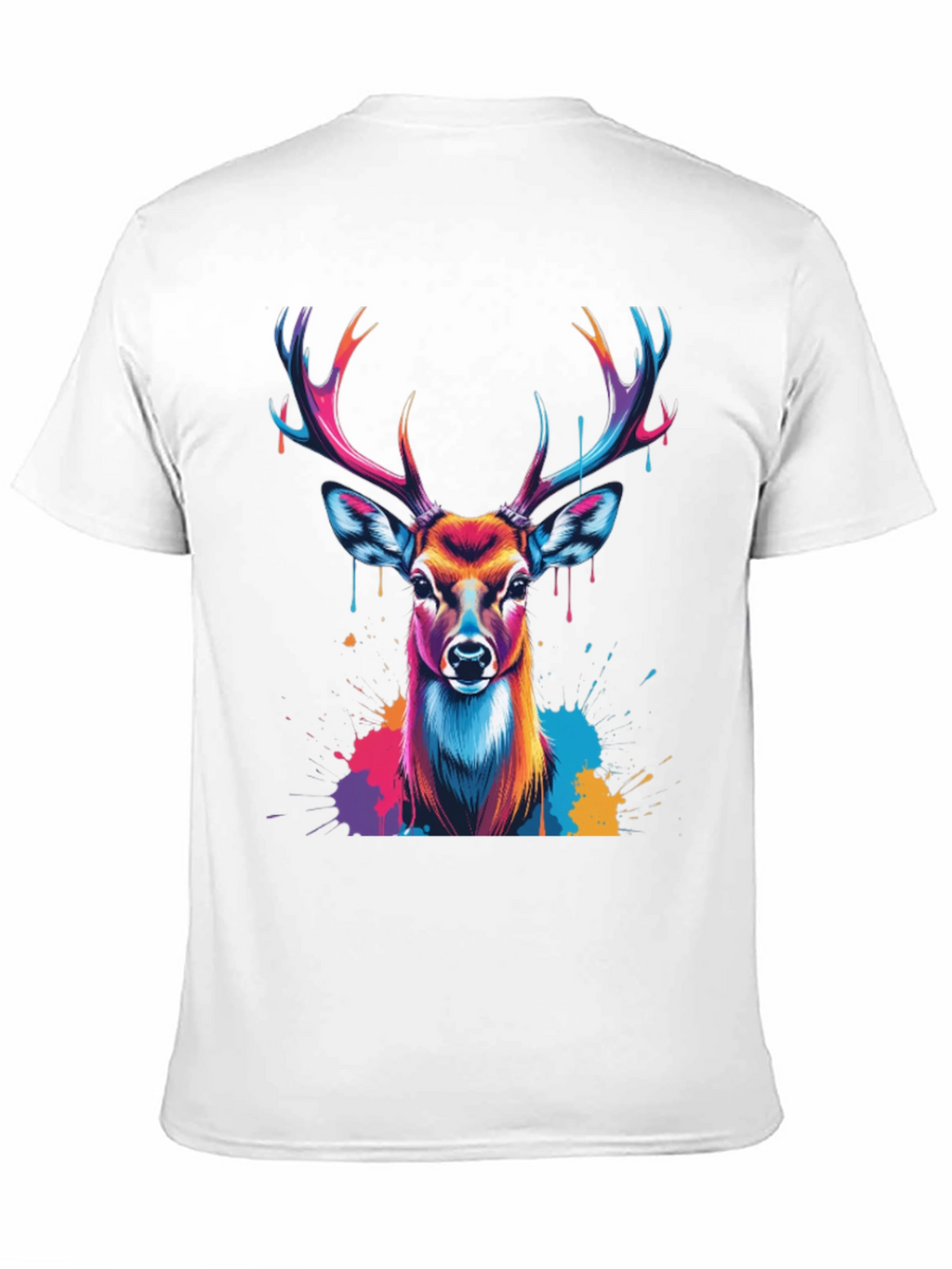 Vibrant Deer Graphic Tee - Black Casual T-Shirt