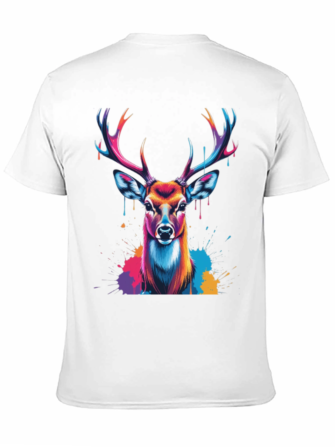 Vibrant Deer Graphic Tee - Black Casual T-Shirt