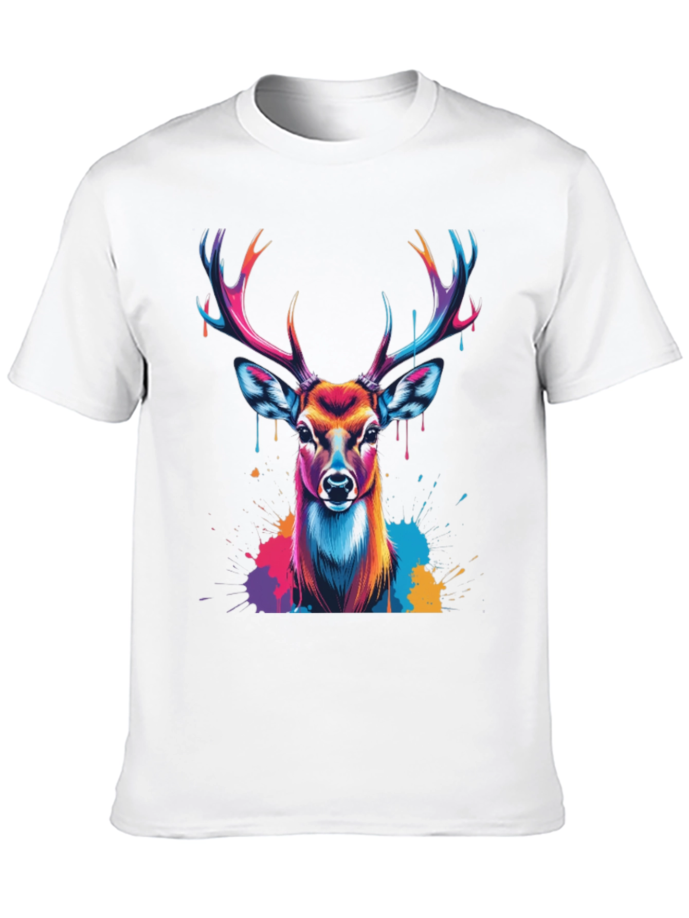 Vibrant Deer Graphic Tee - Black Casual T-Shirt
