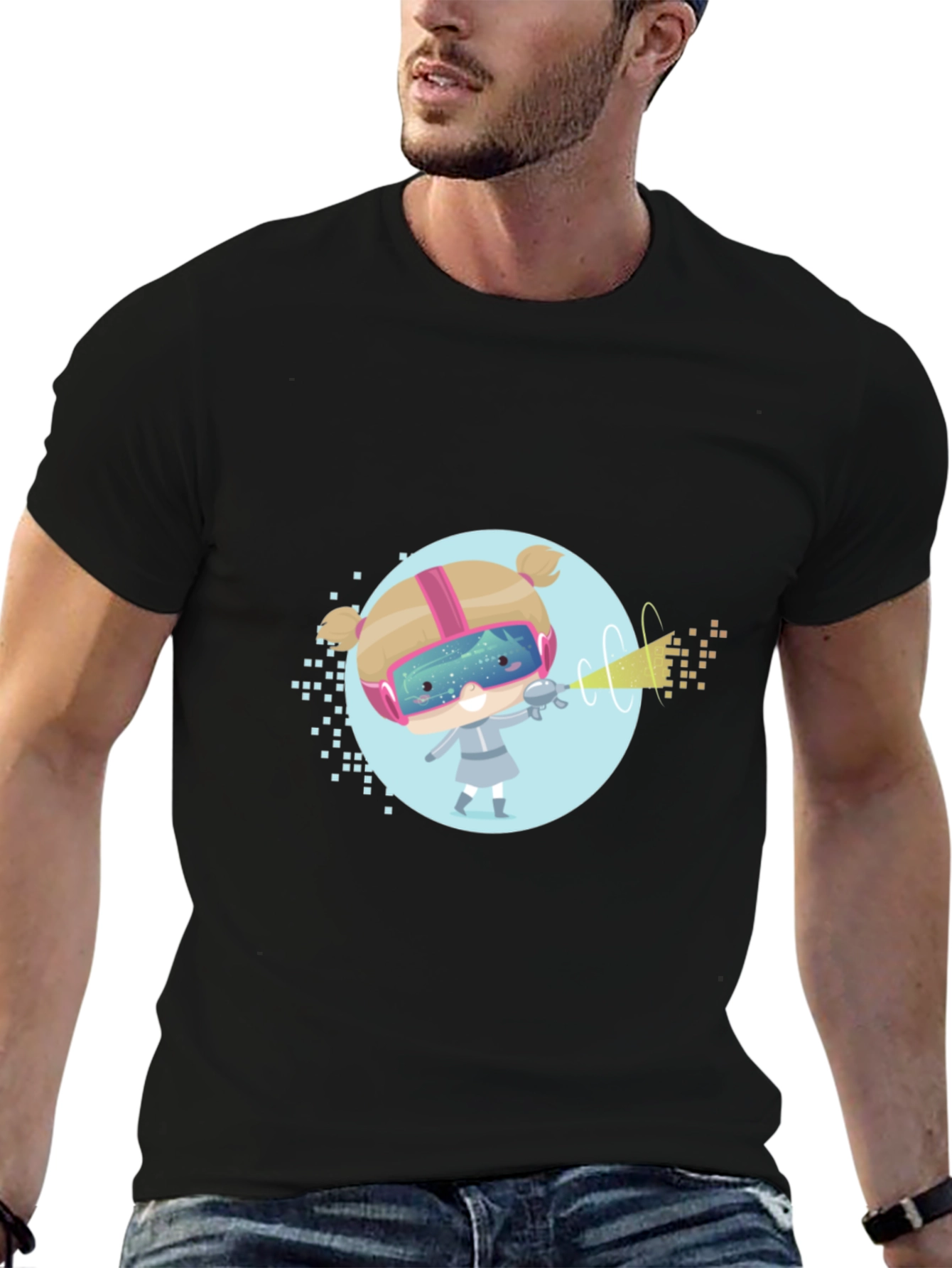 Sci-Fi Girl Graphic T-Shirt - Black Cotton Tee