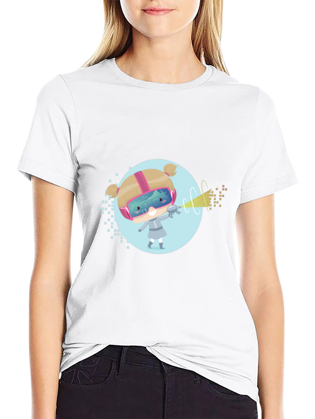 Sci-Fi Girl Graphic T-Shirt - Black Cotton Tee