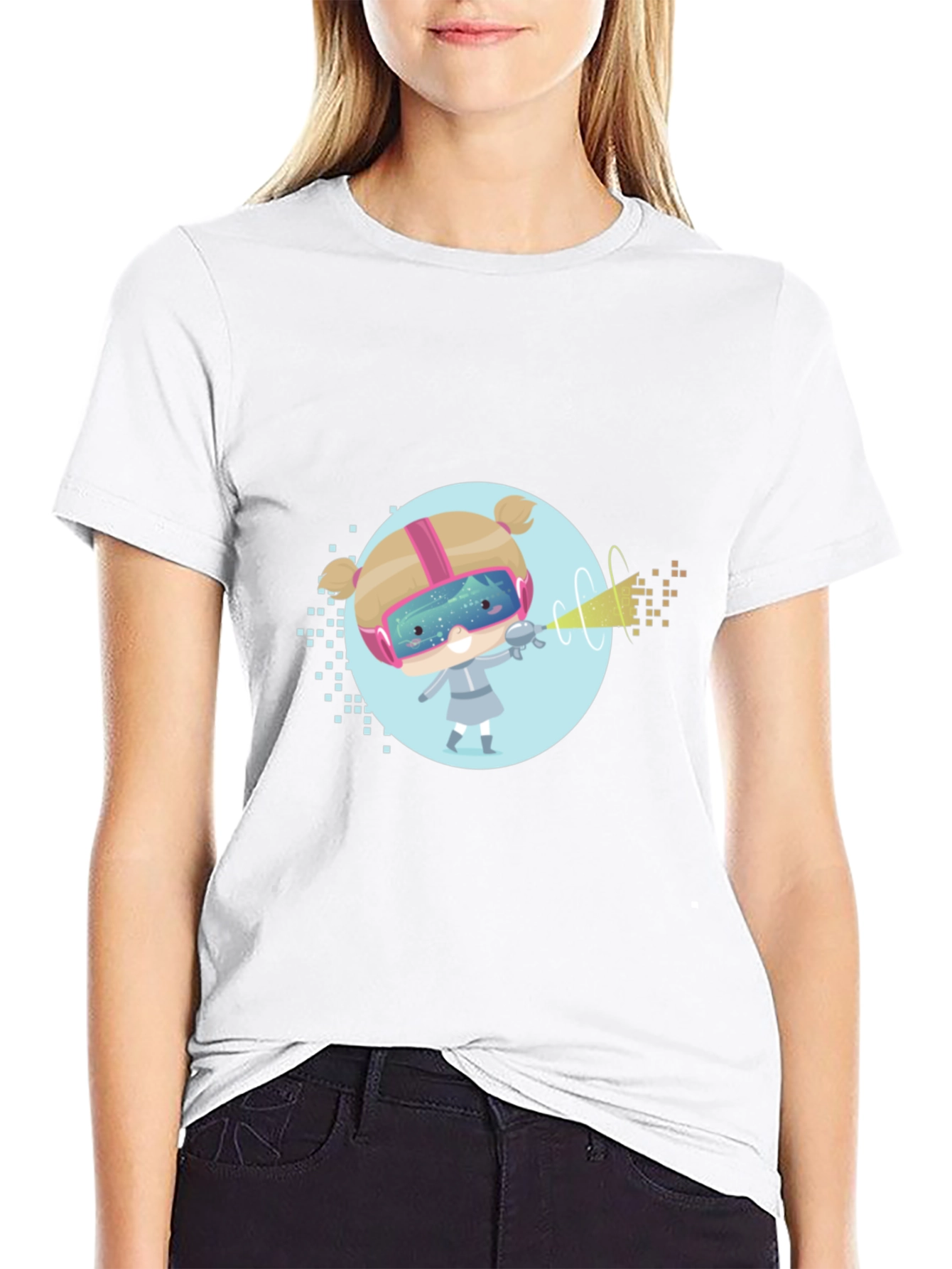 Sci-Fi Girl Graphic T-Shirt - Black Cotton Tee