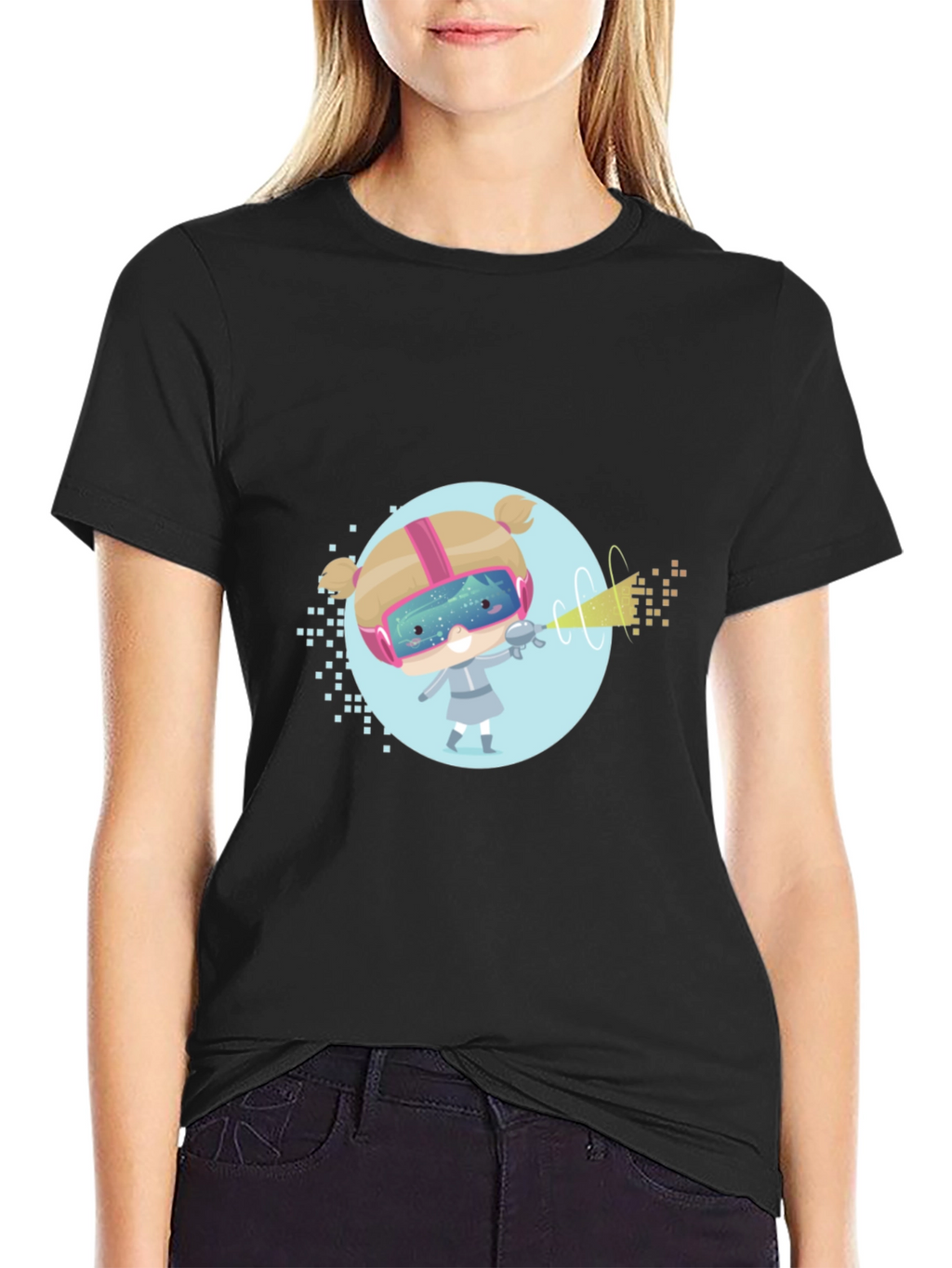 Sci-Fi Girl Graphic T-Shirt - Black Cotton Tee