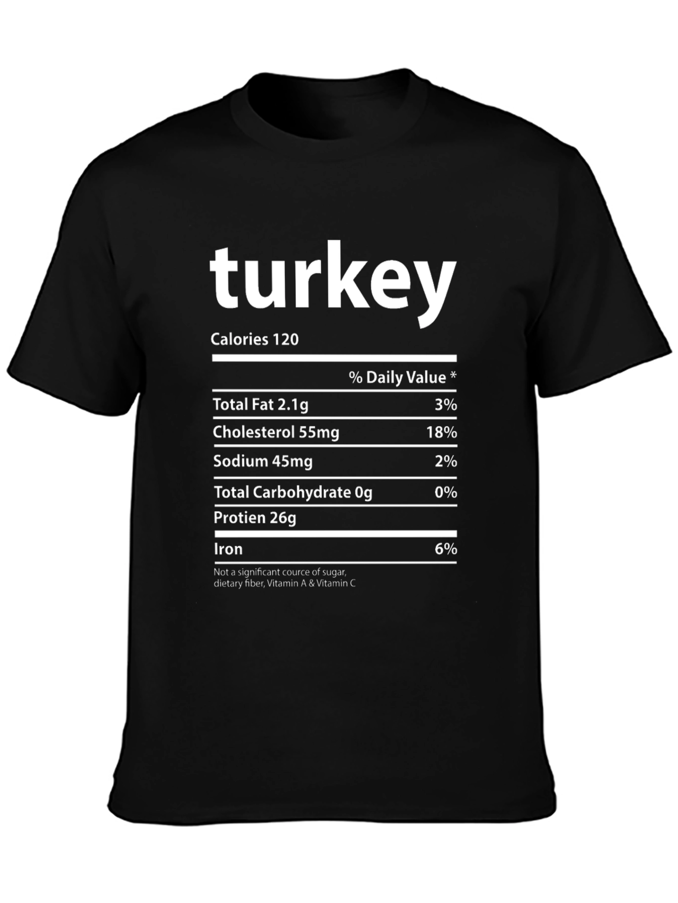 Turkey Nutrition Facts T-Shirt - Funny Thanksgiving Tee