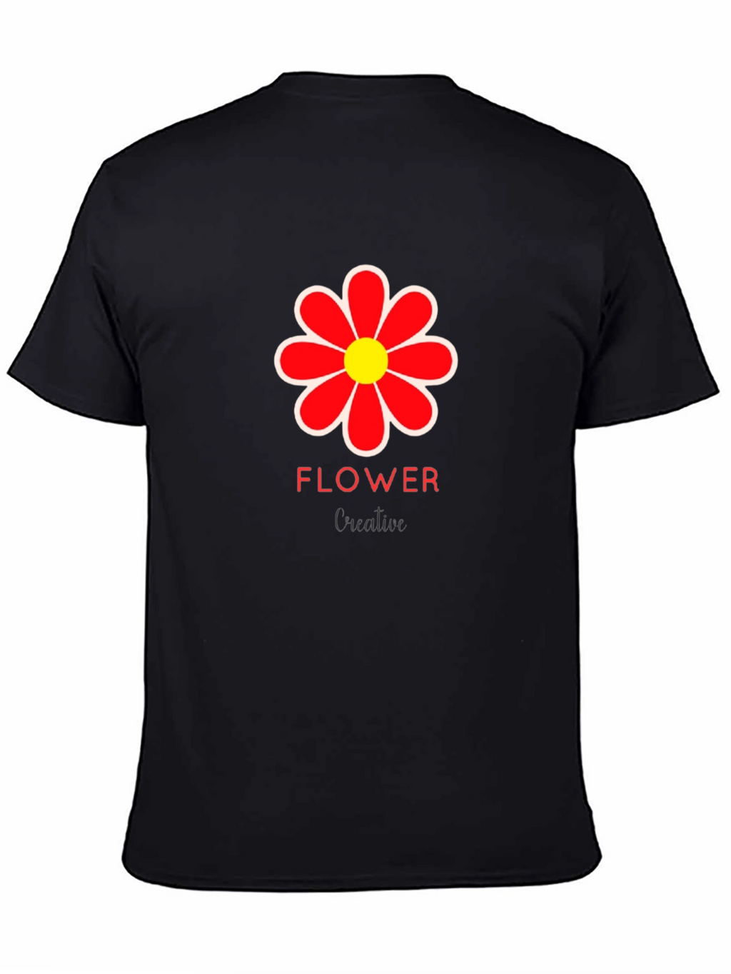 Mens Black Flower Graphic T-Shirt