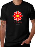 Mens Black Flower Graphic T-Shirt