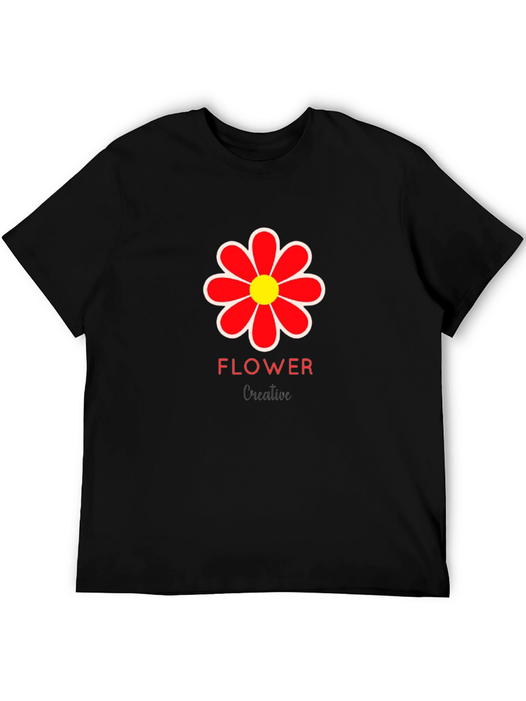 Mens Black Flower Graphic T-Shirt