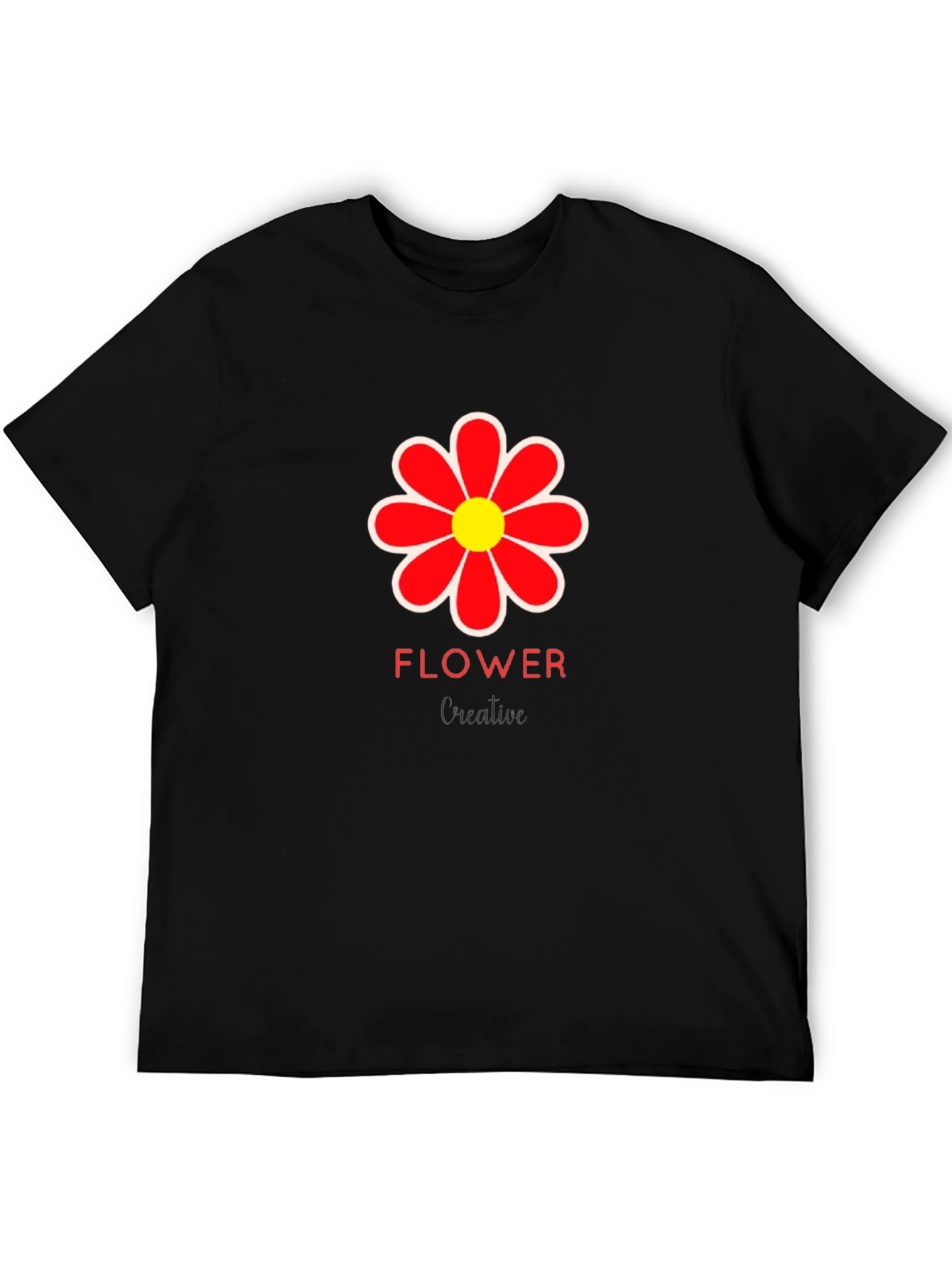 Mens Black Flower Graphic T-Shirt