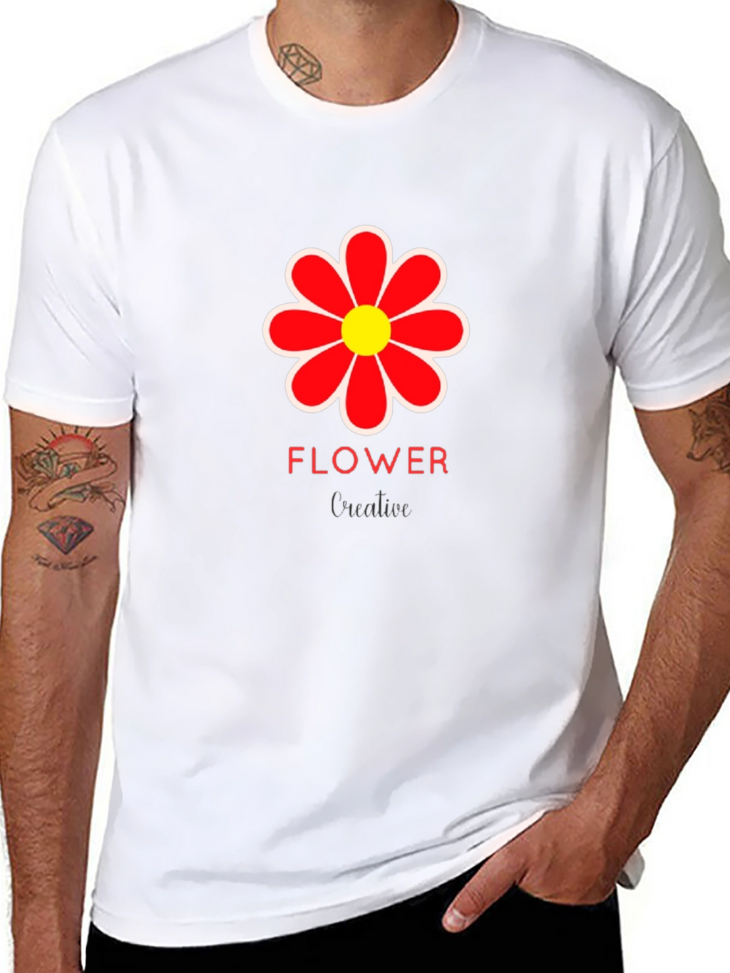 Mens Black Flower Graphic T-Shirt
