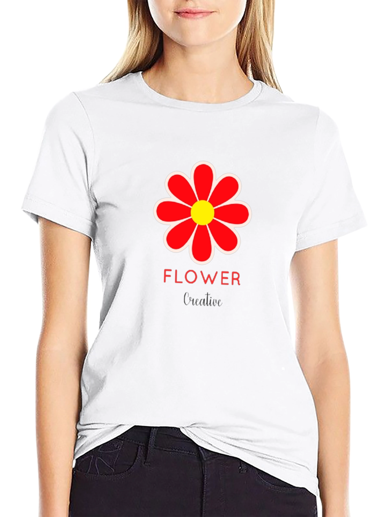 Mens Black Flower Graphic T-Shirt