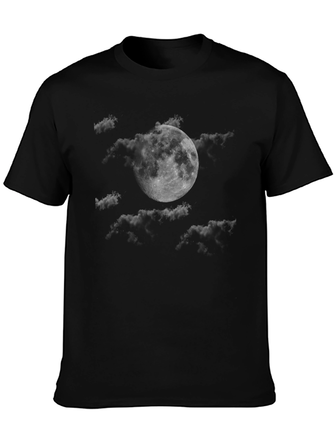 Moon and Clouds Graphic T-Shirt - Stylish Black Tee