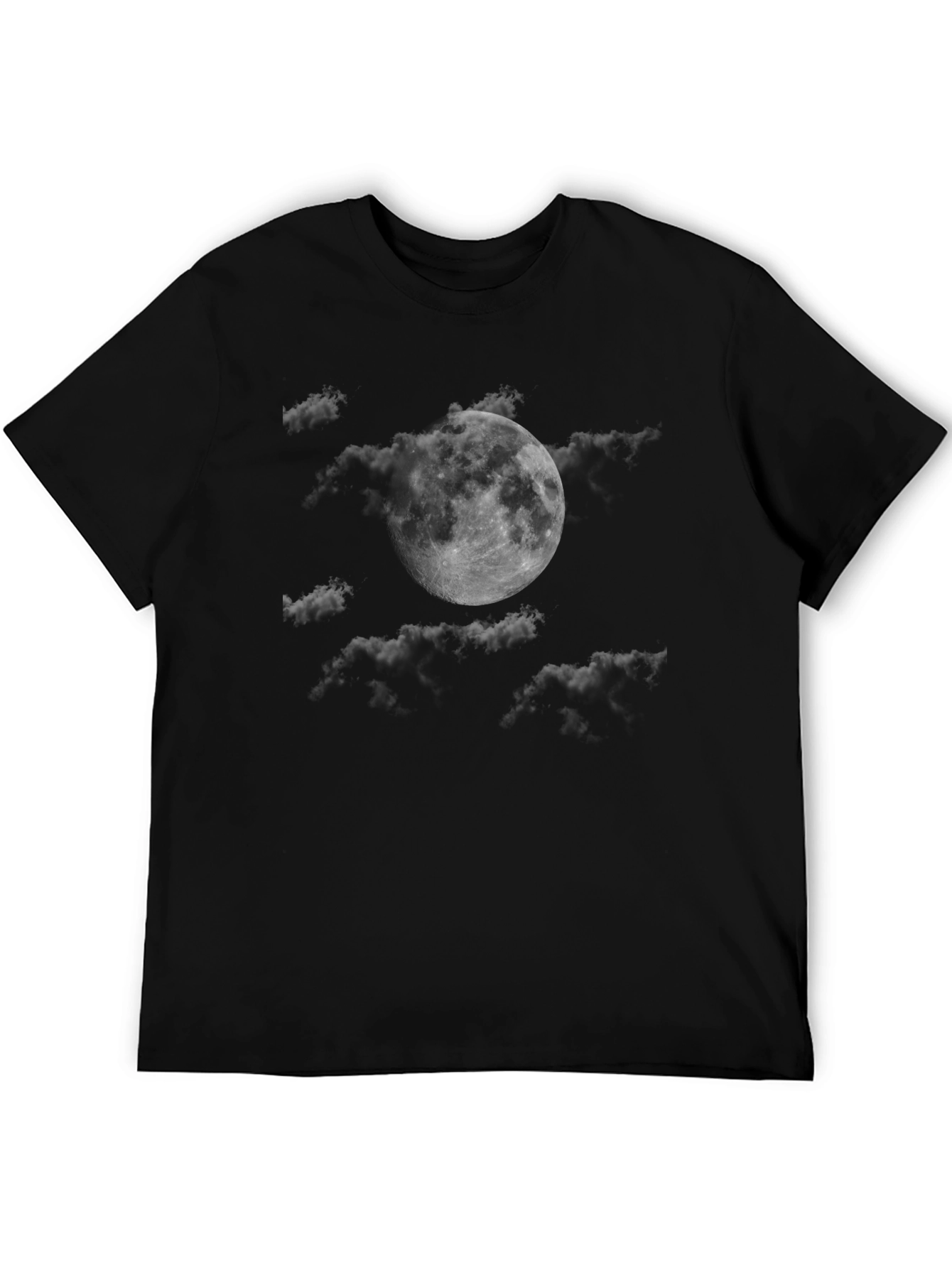 Moon and Clouds Graphic T-Shirt - Stylish Black Tee