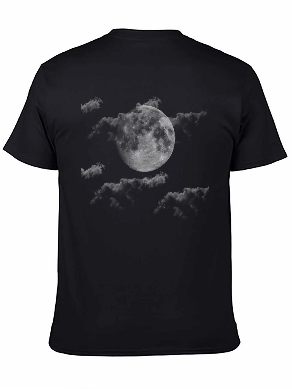 Moon and Clouds Graphic T-Shirt - Stylish Black Tee