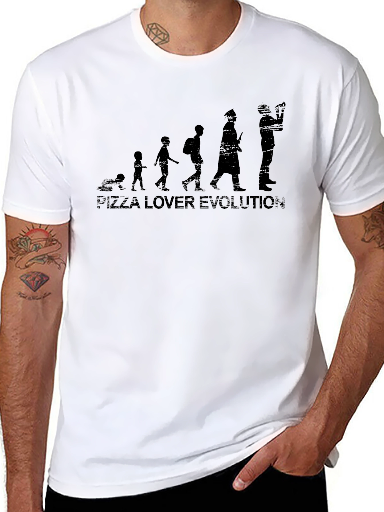 Pizza Lover Evolution Graphic T-Shirt