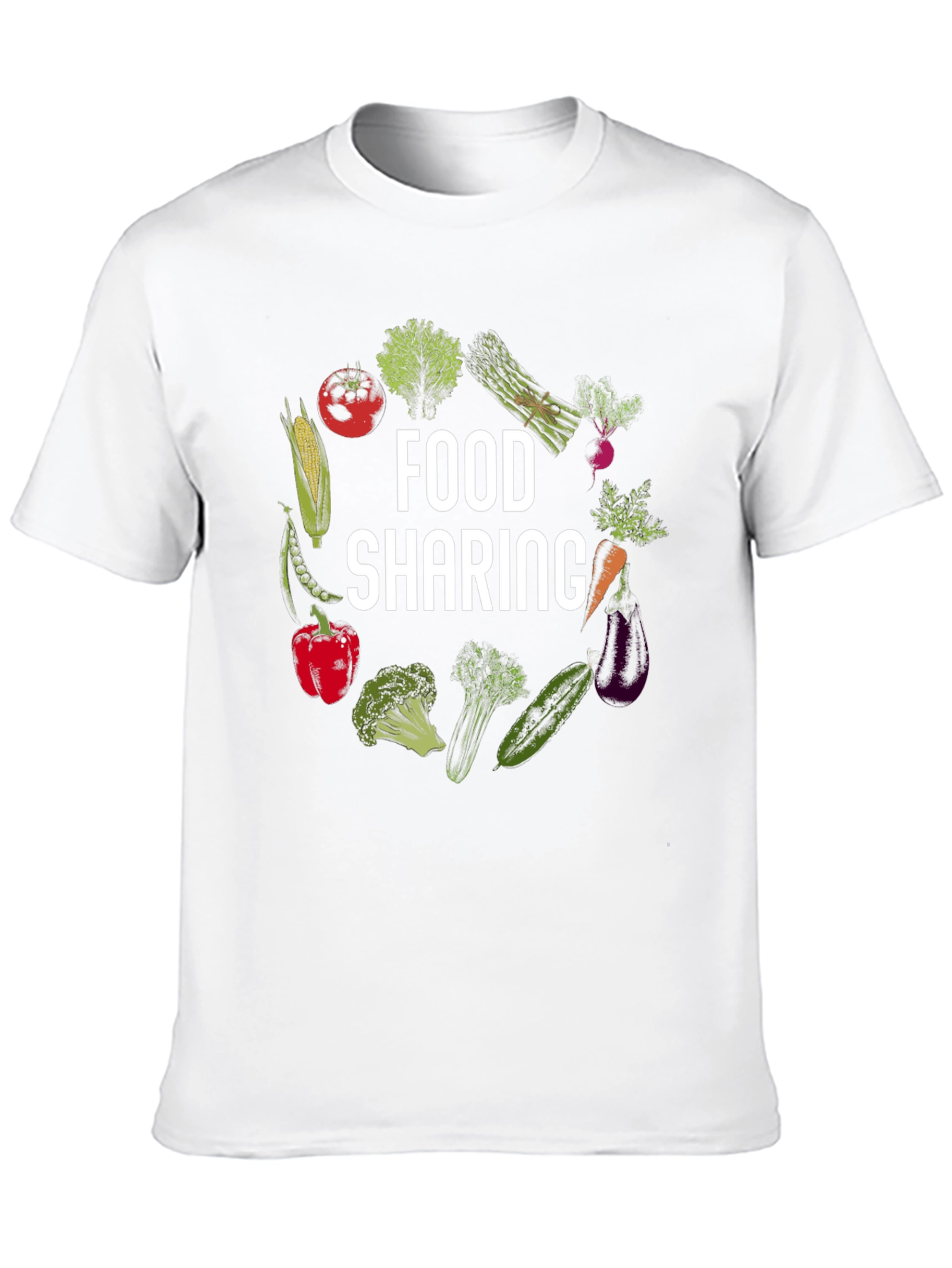 Food Sharing Graphic Tee Vegetable Design Shirt