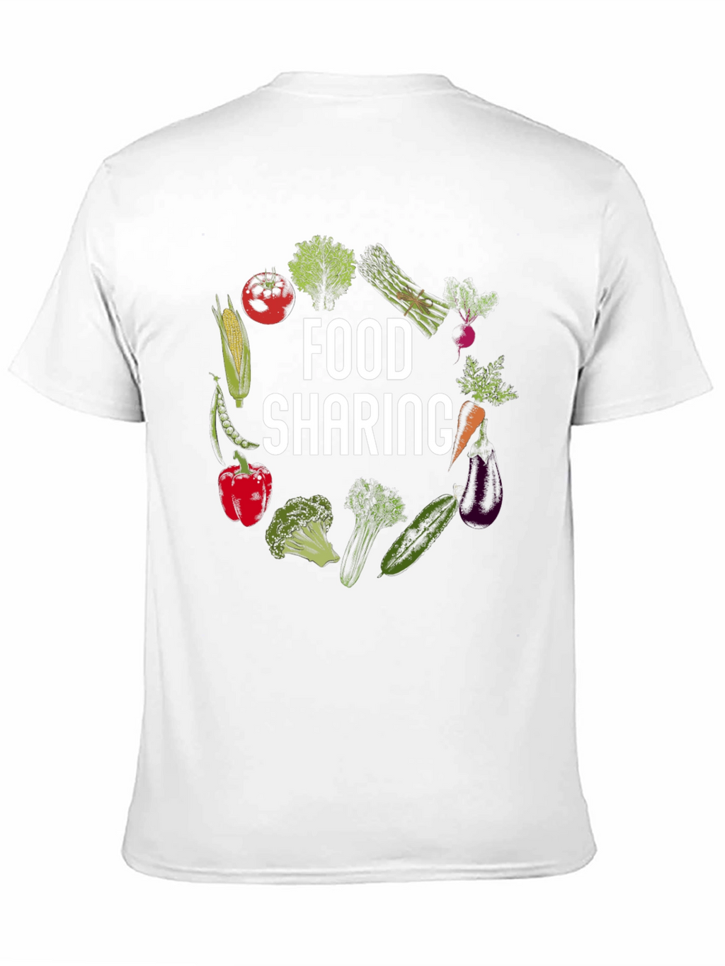 Food Sharing Graphic Tee Vegetable Design Shirt