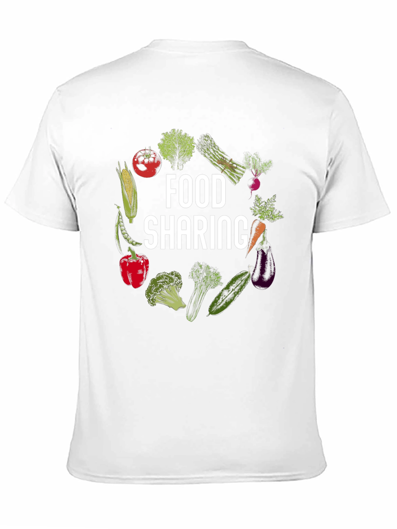 Food Sharing Graphic Tee Vegetable Design Shirt