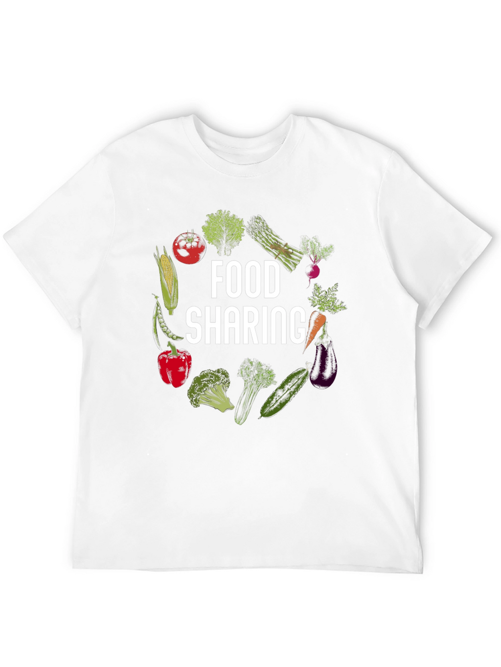 Food Sharing Graphic Tee Vegetable Design Shirt